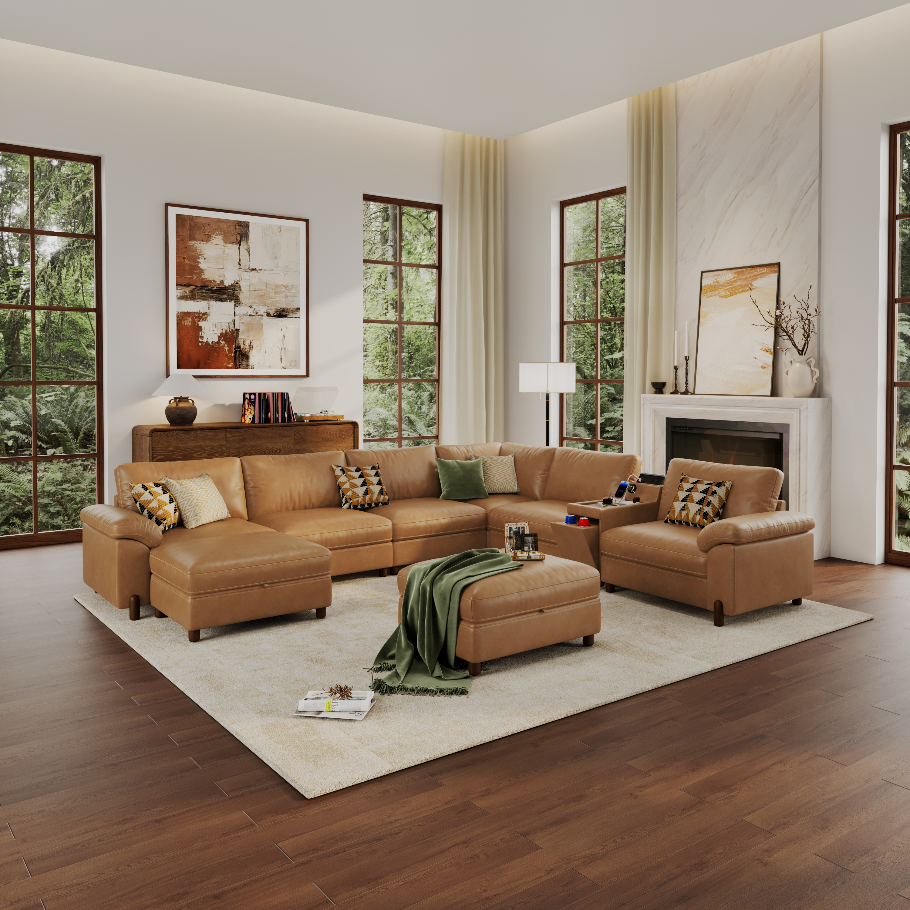 Vista Series modular sofa in grey performance fabric for modern living room