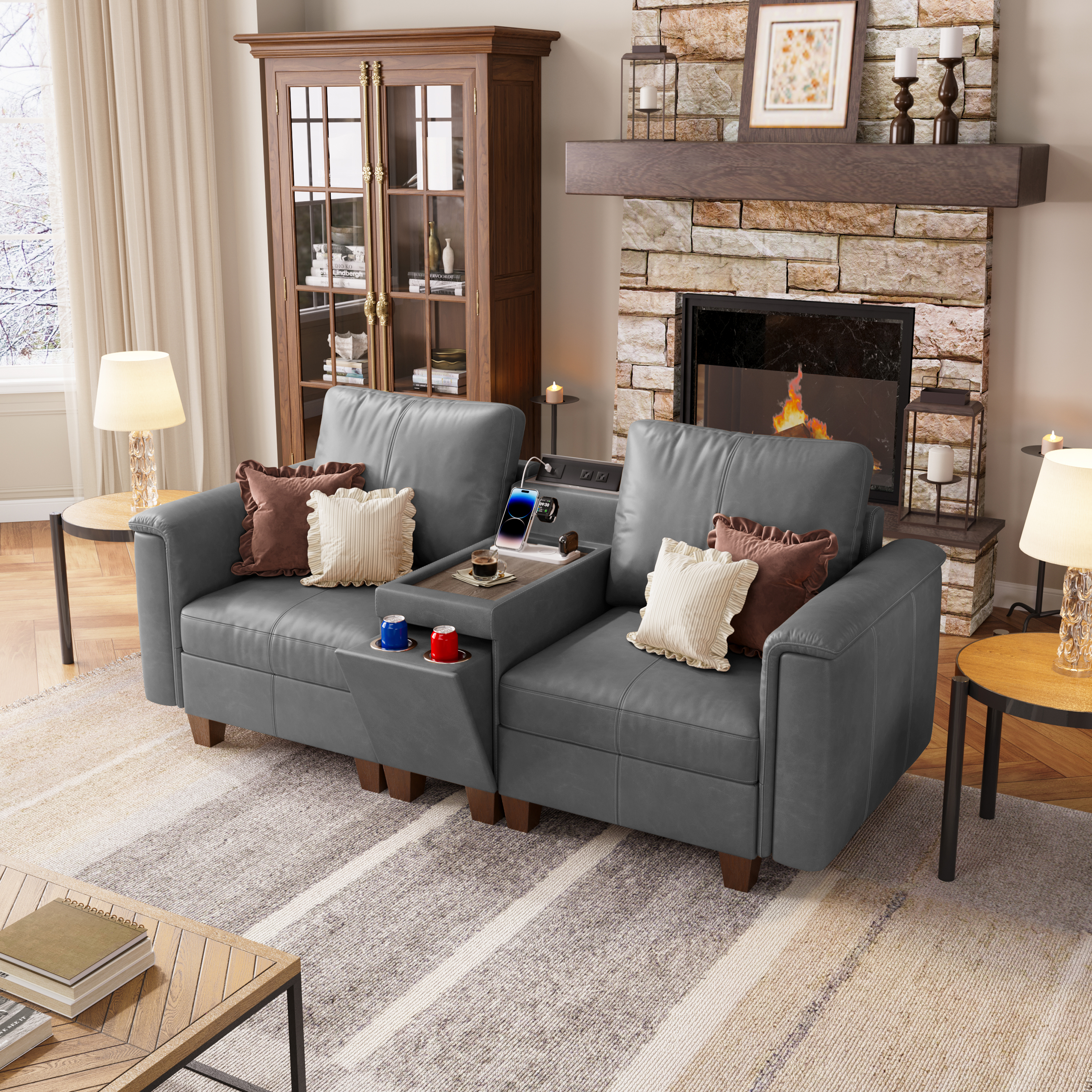 Nexus 2-Seat Faux Leather Modular Sofa