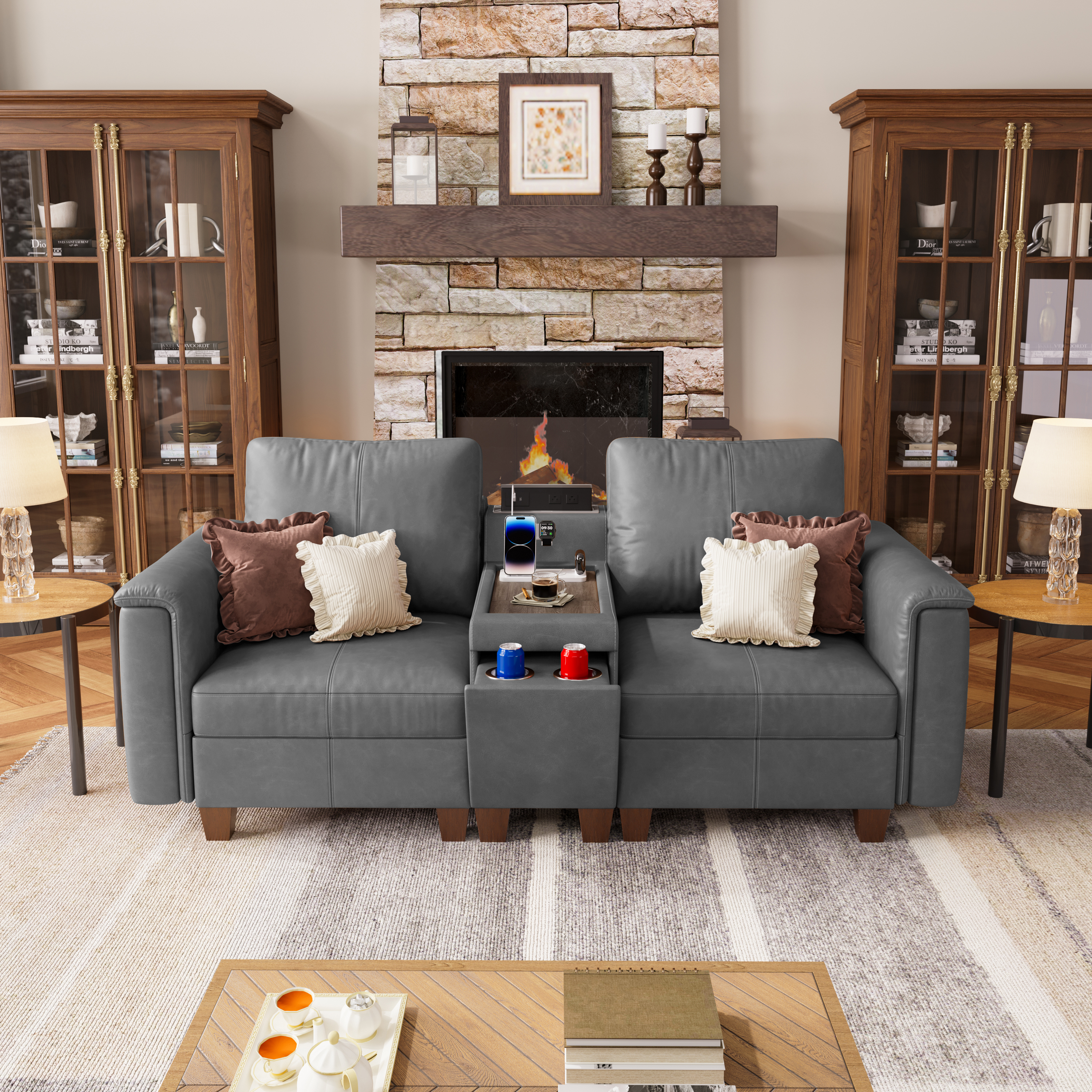 Nexus 2-Seat Faux Leather Modular Sofa