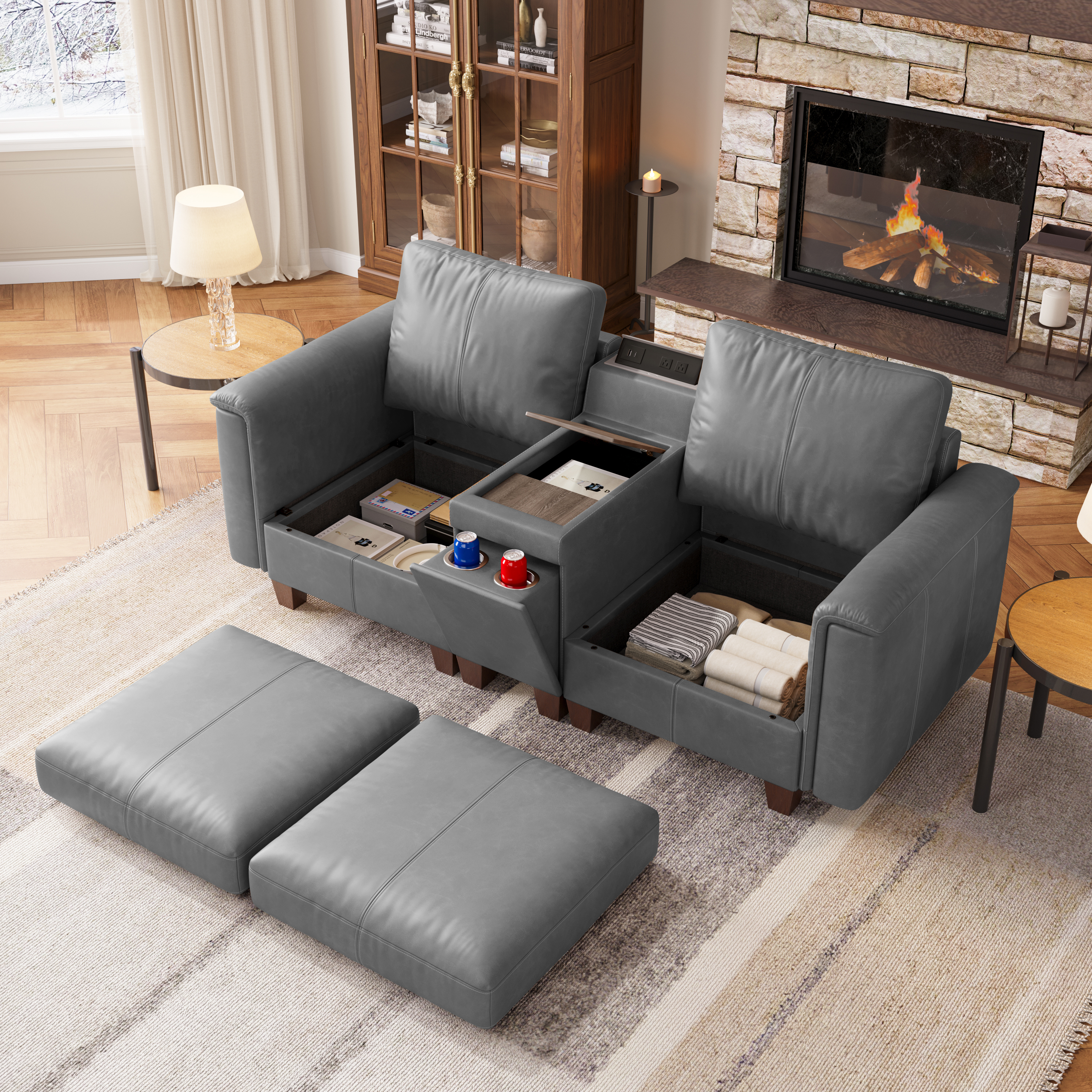Nexus 2-Seat Faux Leather Modular Sofa