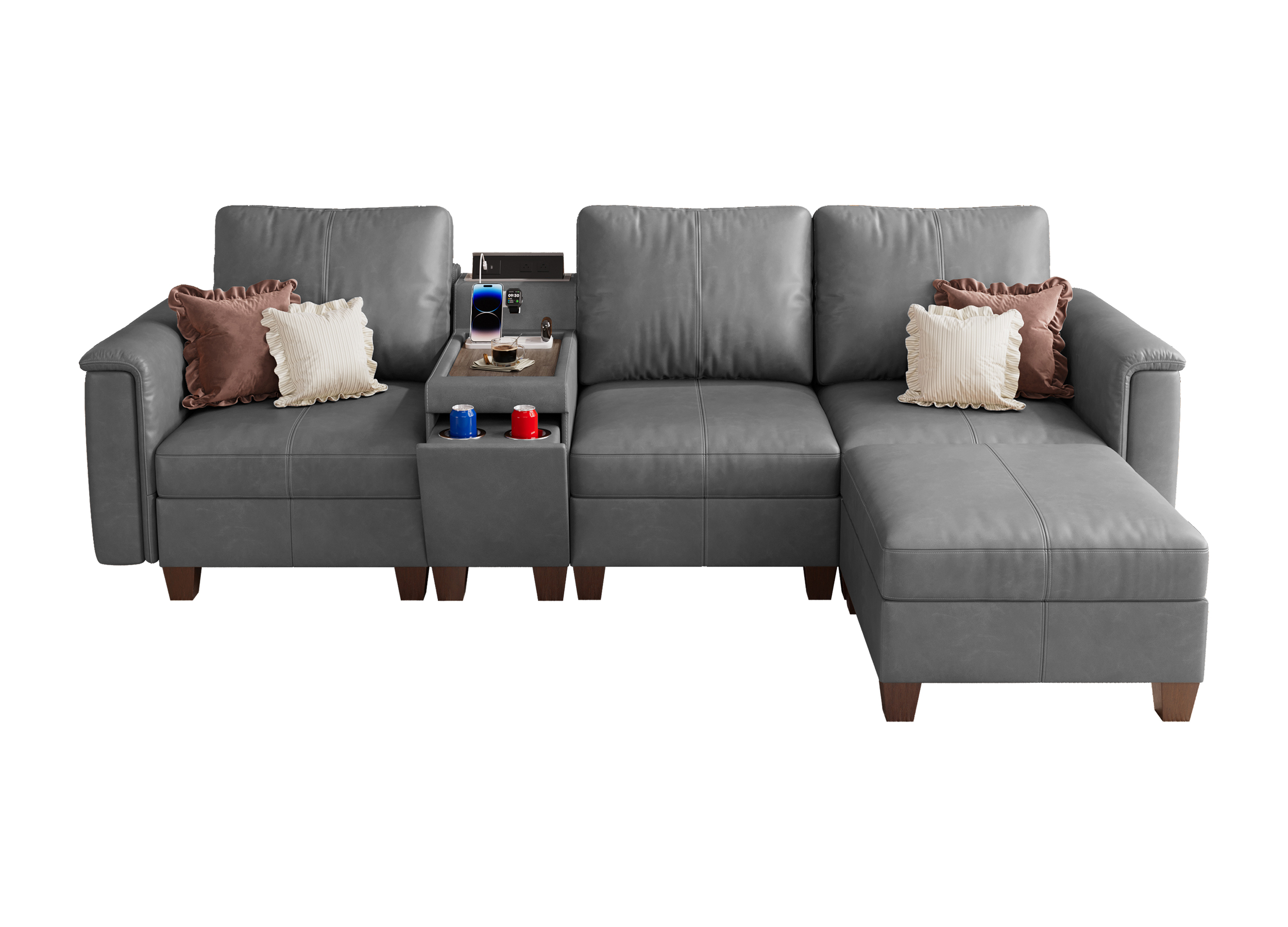 Nexus 4-Seat Faux Leather Sectional Sofa 