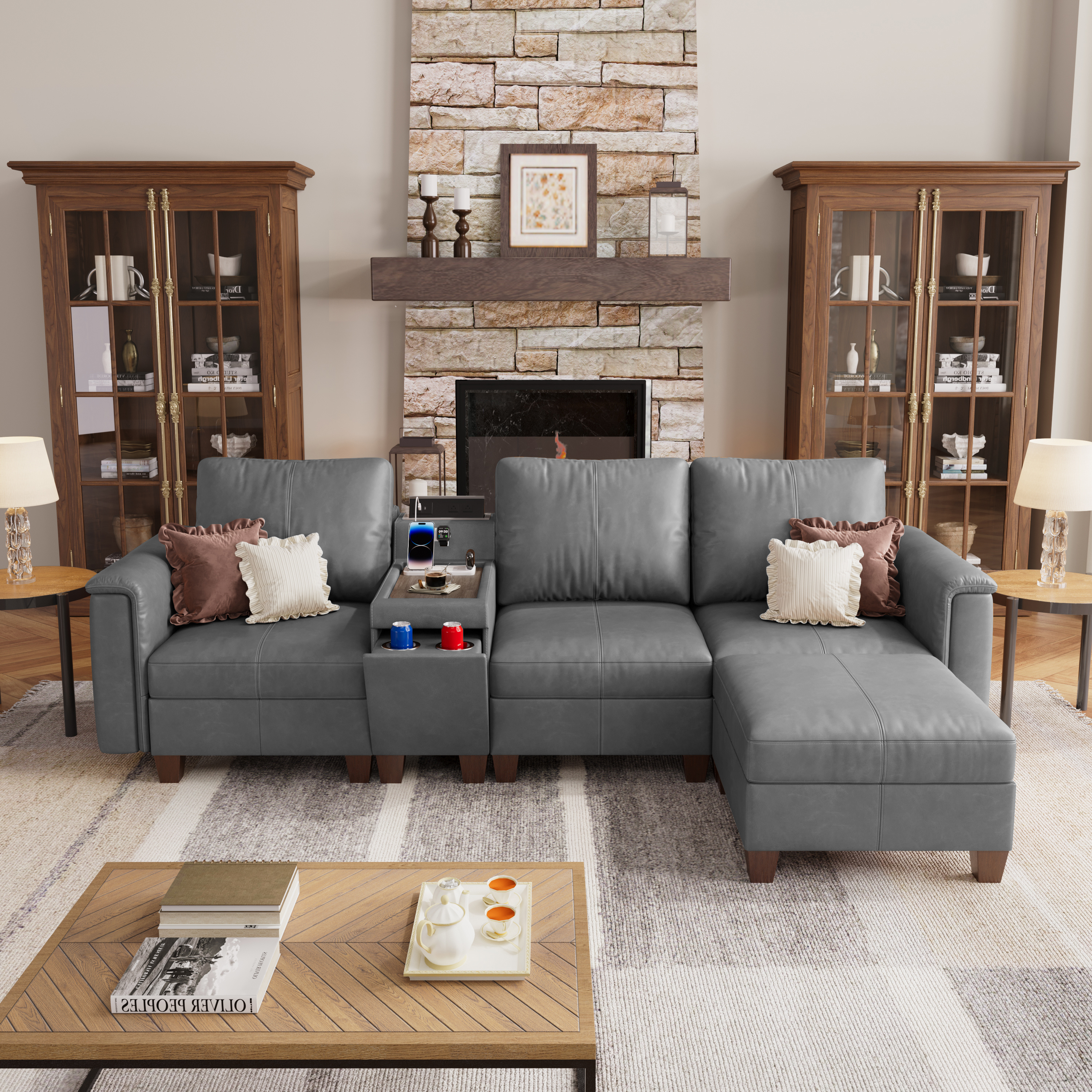 Nexus 4-Seat Faux Leather Sectional Sofa 
