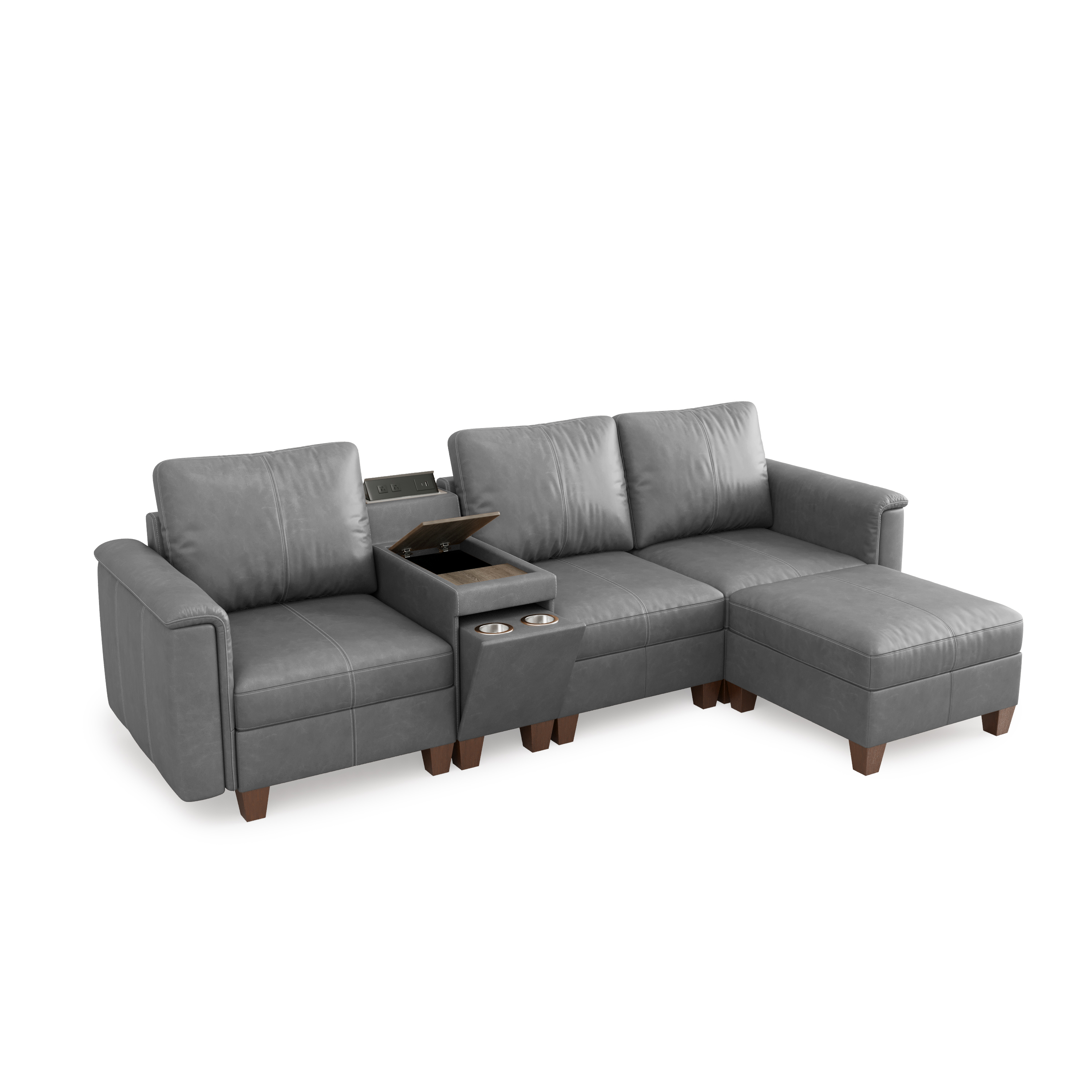 Nexus 4-Seat Faux Leather Sectional Sofa 