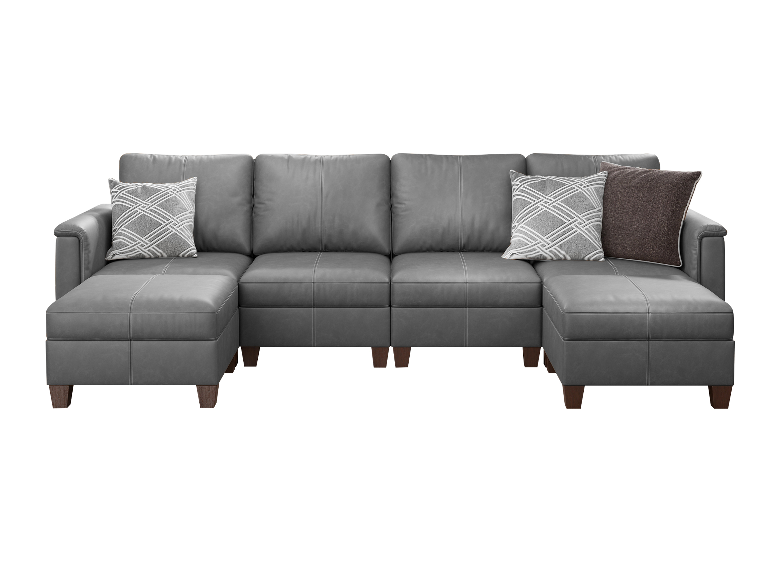Nexus 6-Seat Faux Leather Modular Sofa
