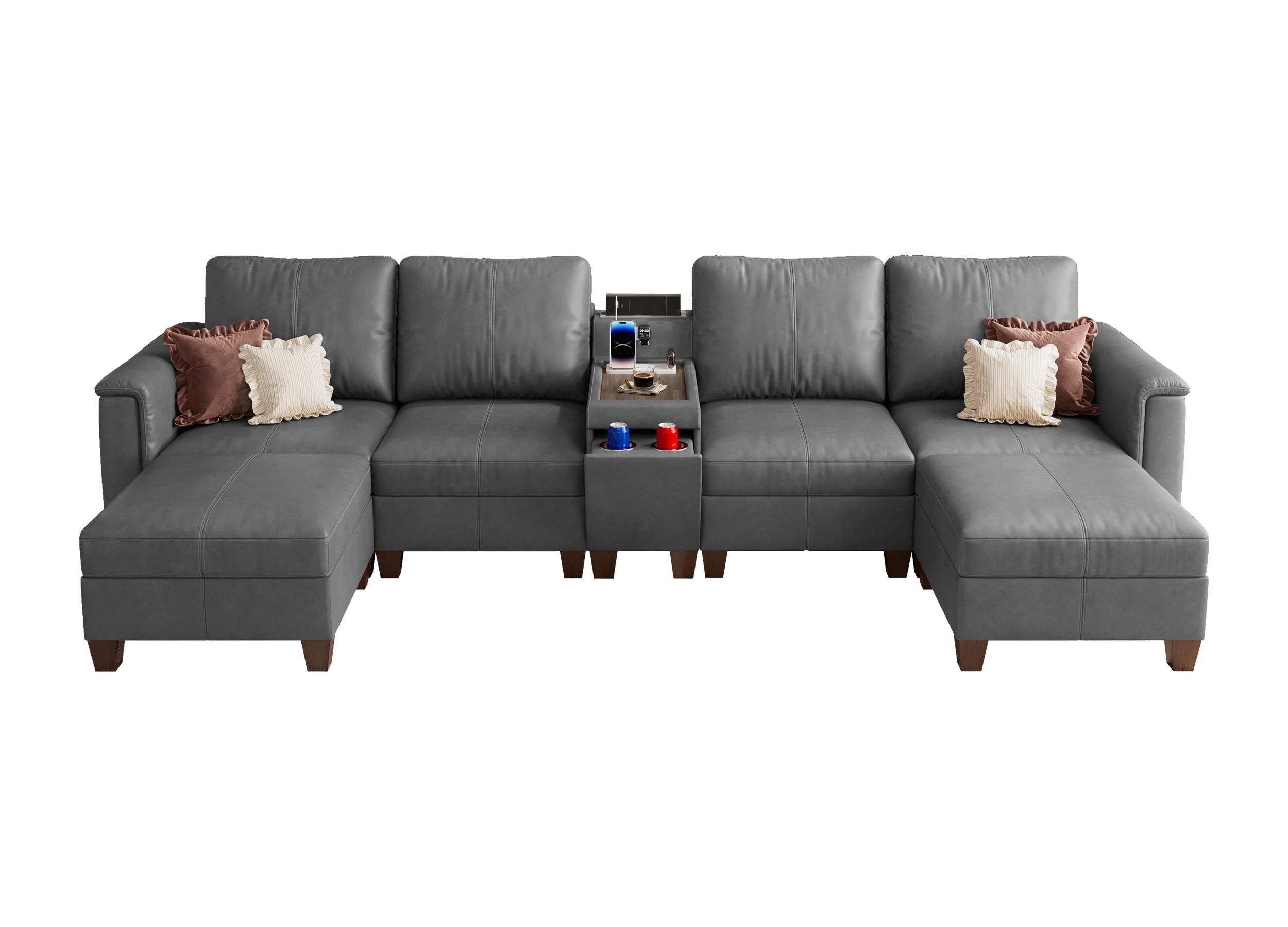 Nexus 6-Seat Faux Leather Modular Sofa