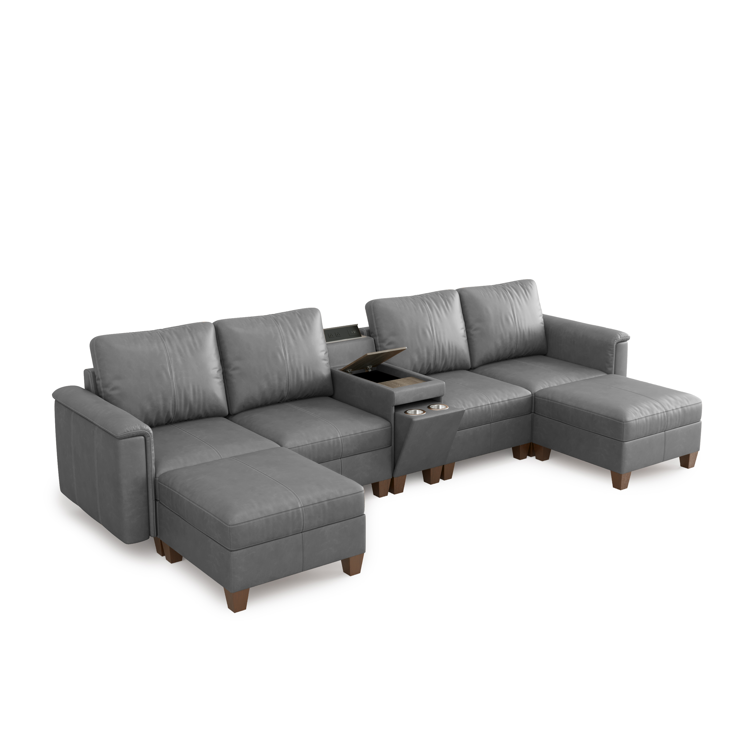 Nexus 6-Seat Faux Leather Modular Sofa