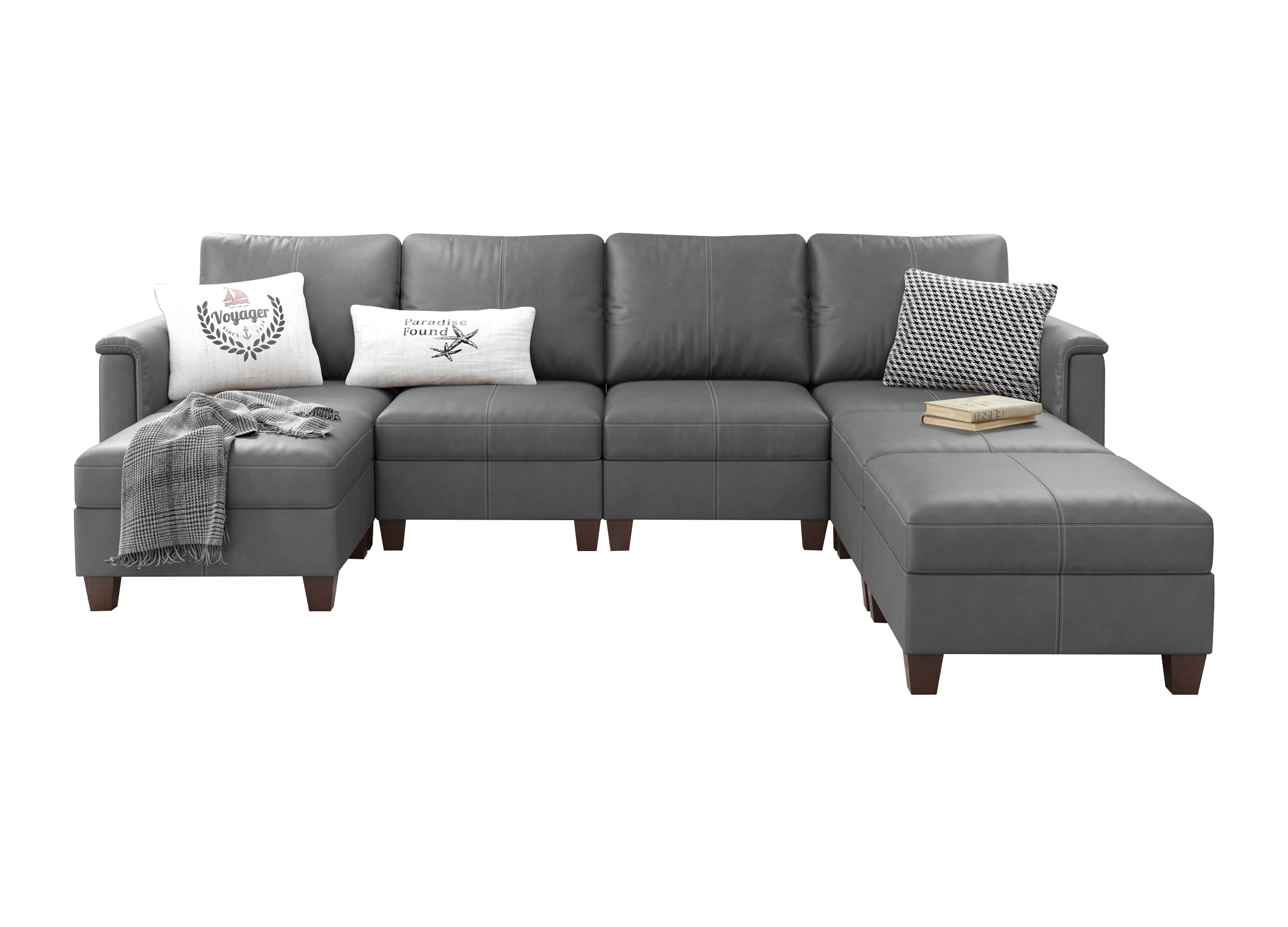 Nexus 7-Seat Faux Leather Modular Sofa