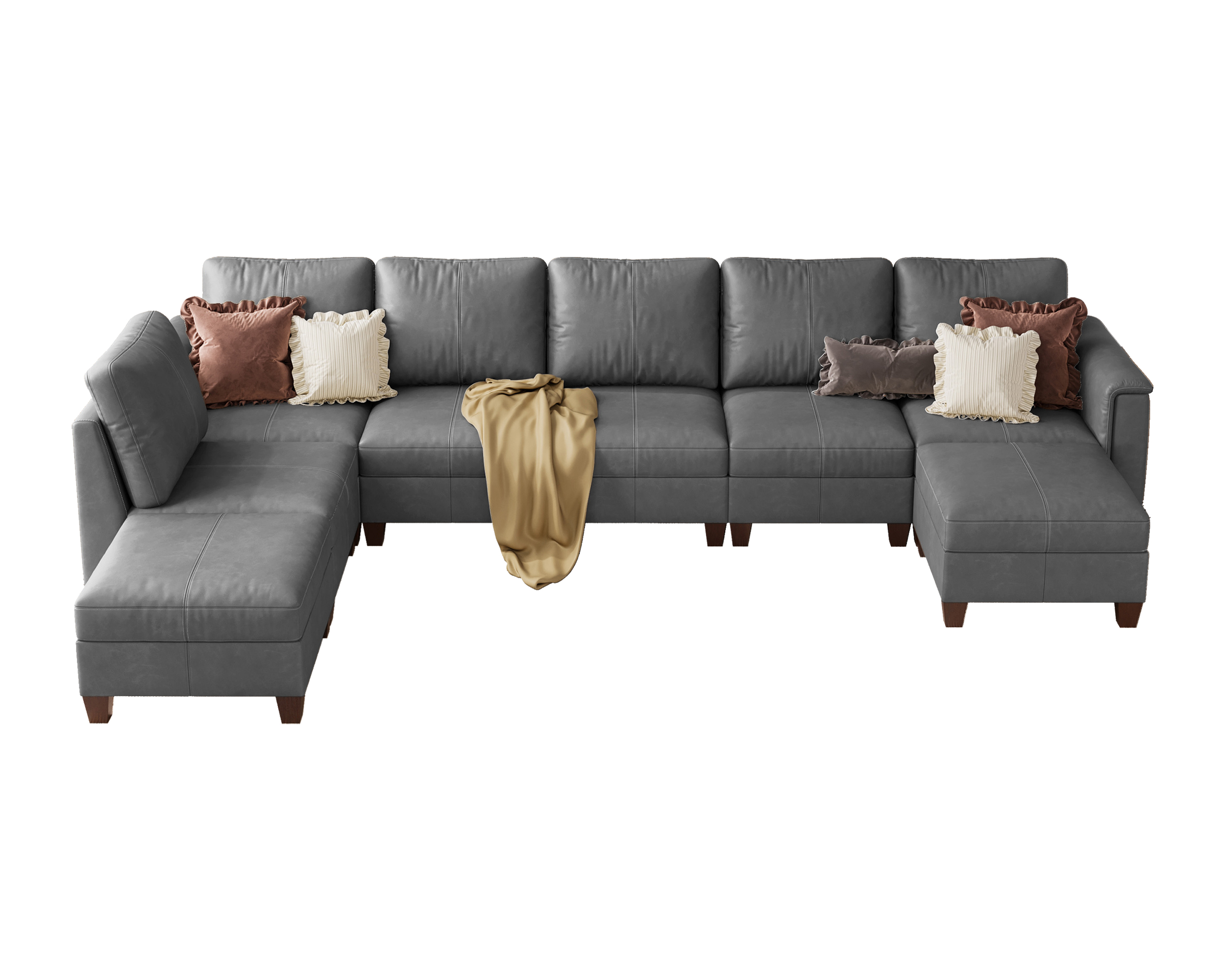 Nexus 8-Seat Faux Leather Modular Sofa Bed