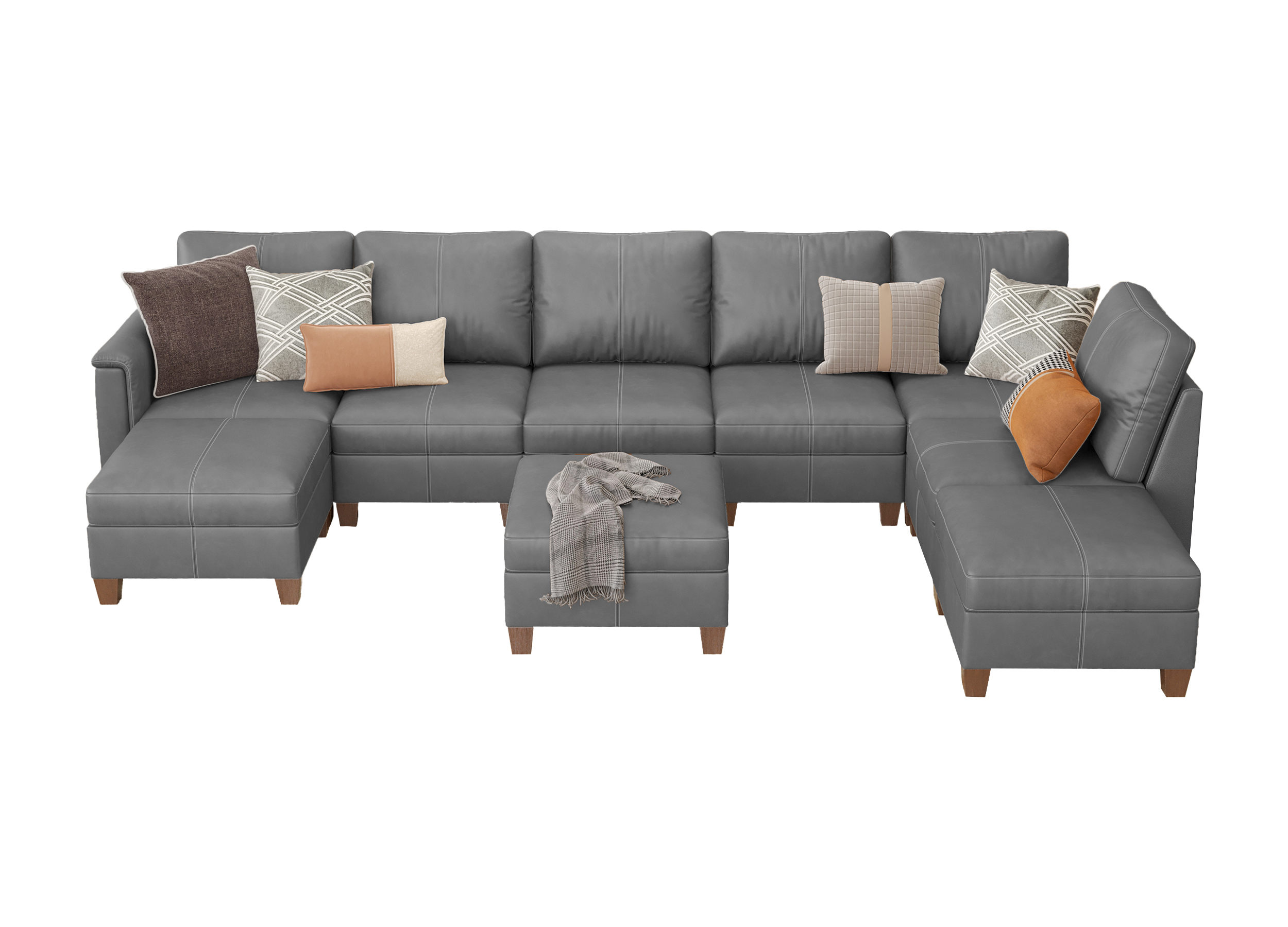 Nexus 9-Seat Faux Leather Modular Sectional
