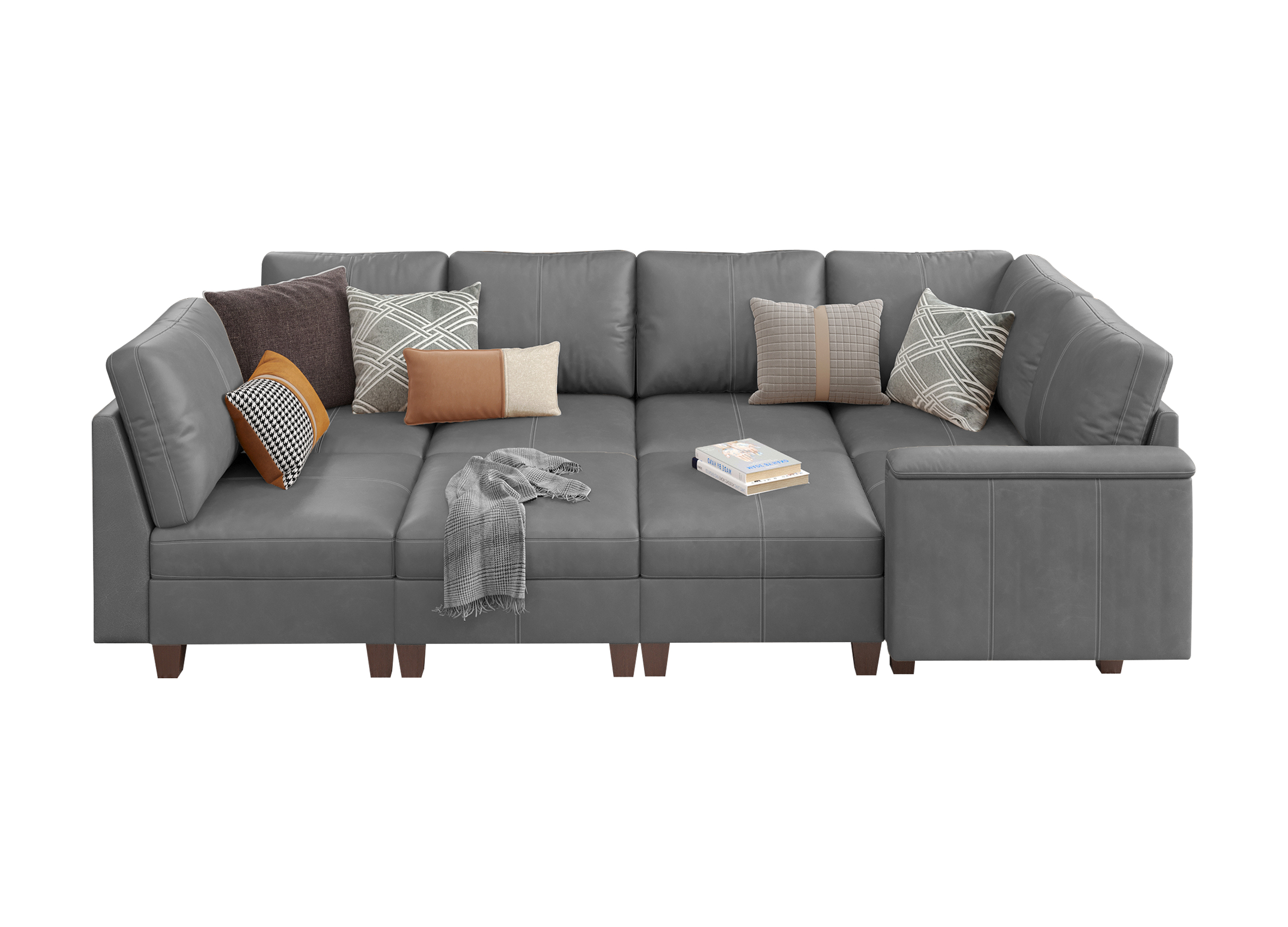 Nexus 8-Seat Faux Leather Modular Sofa
