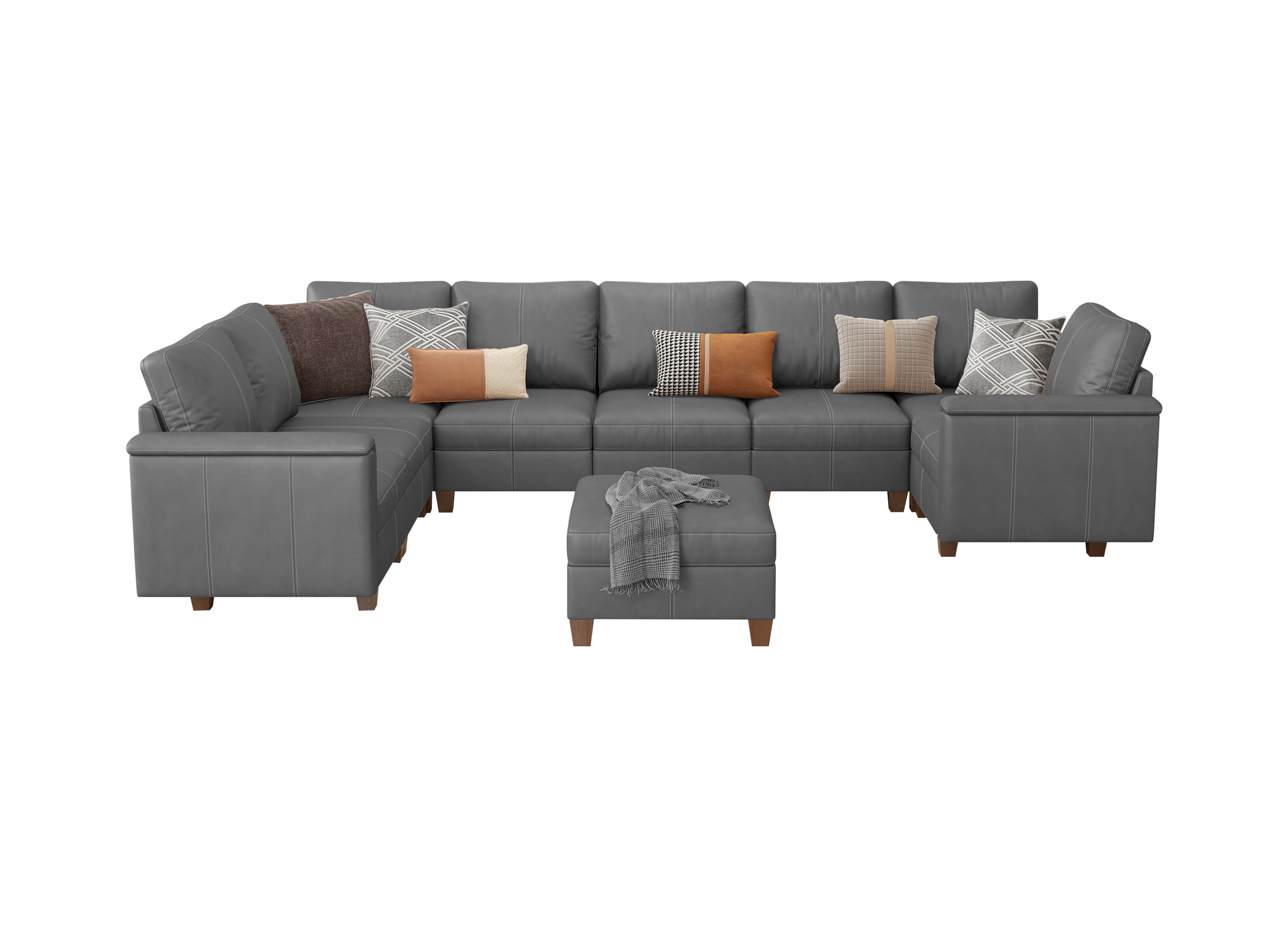 Nexus 9-Seat Faux Leather Modular Sofa Bed