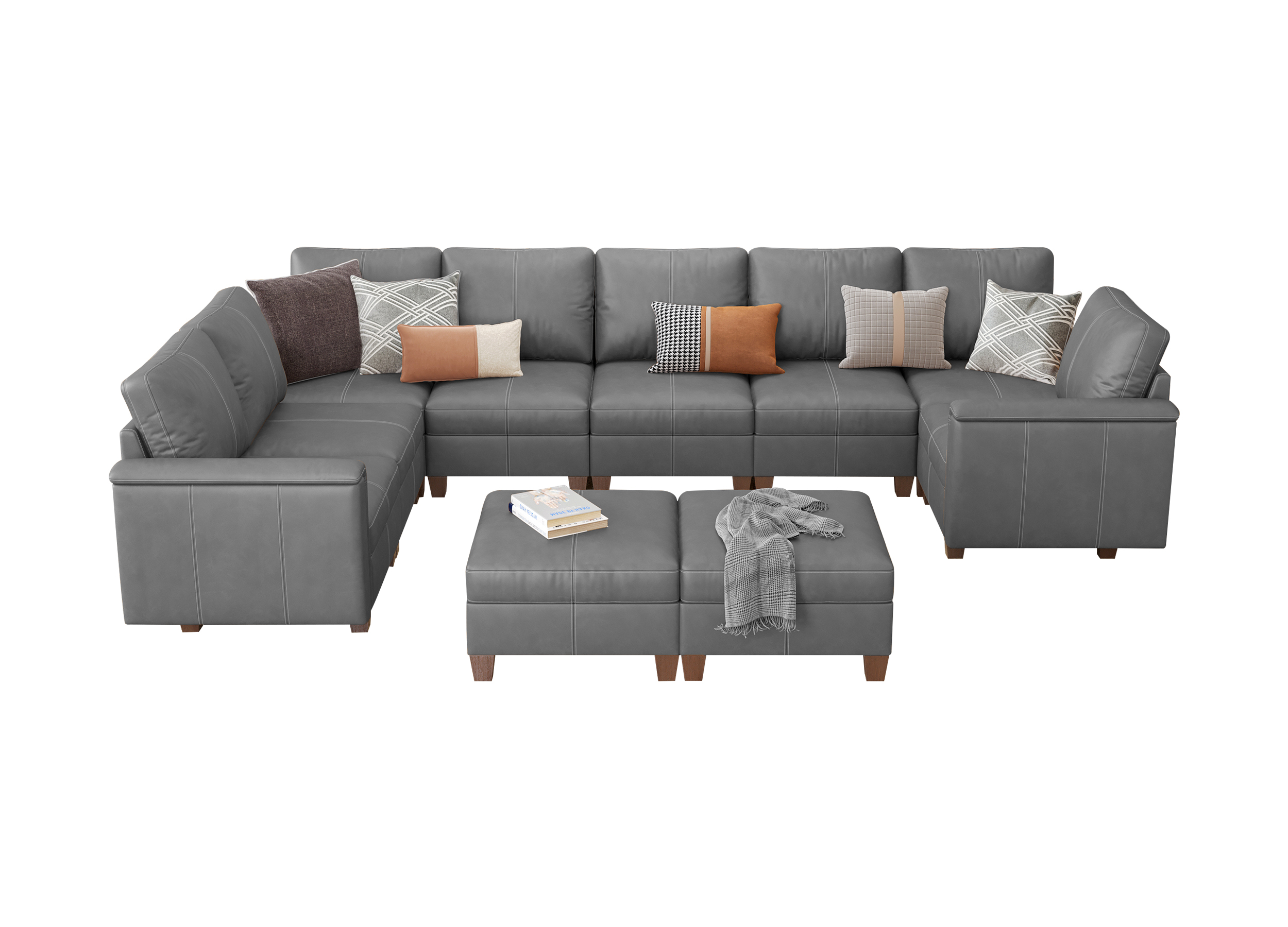 Nexus 10-Seat Faux Leather Modular Sofa