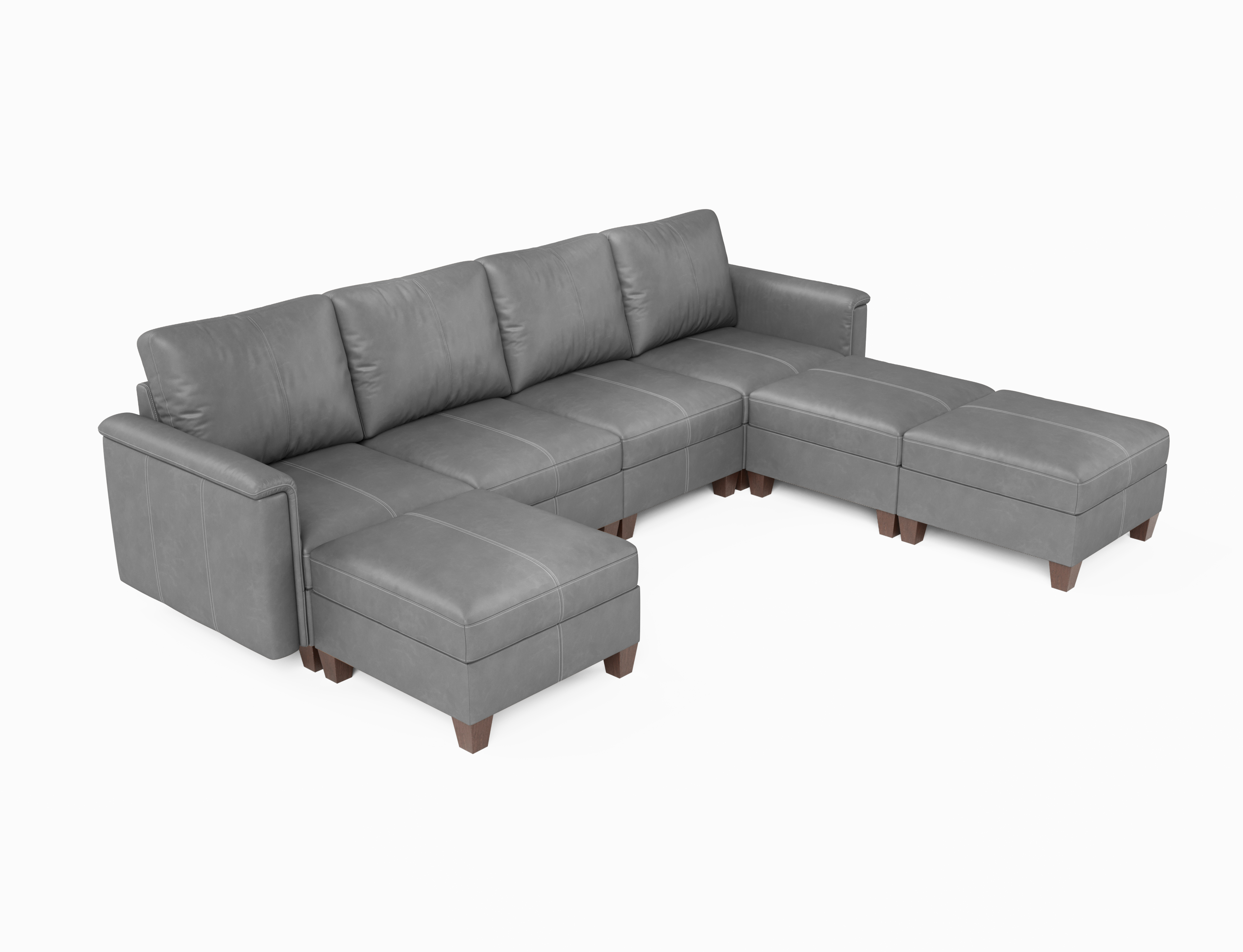 Nexus 7-Seat Faux Leather Modular Sofa