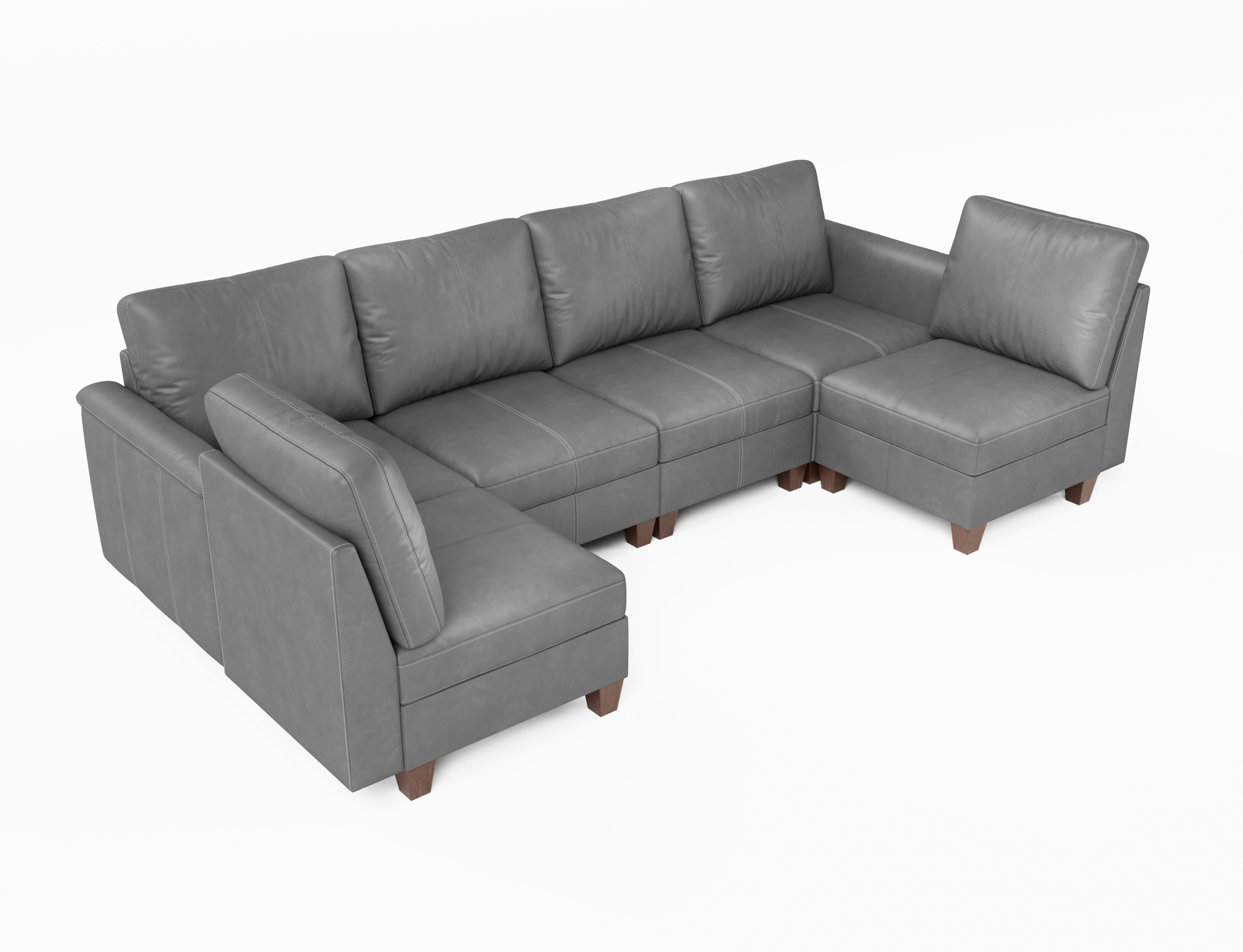 Nexus 6-Seat Faux Leather L-Shaped Modular Sofa