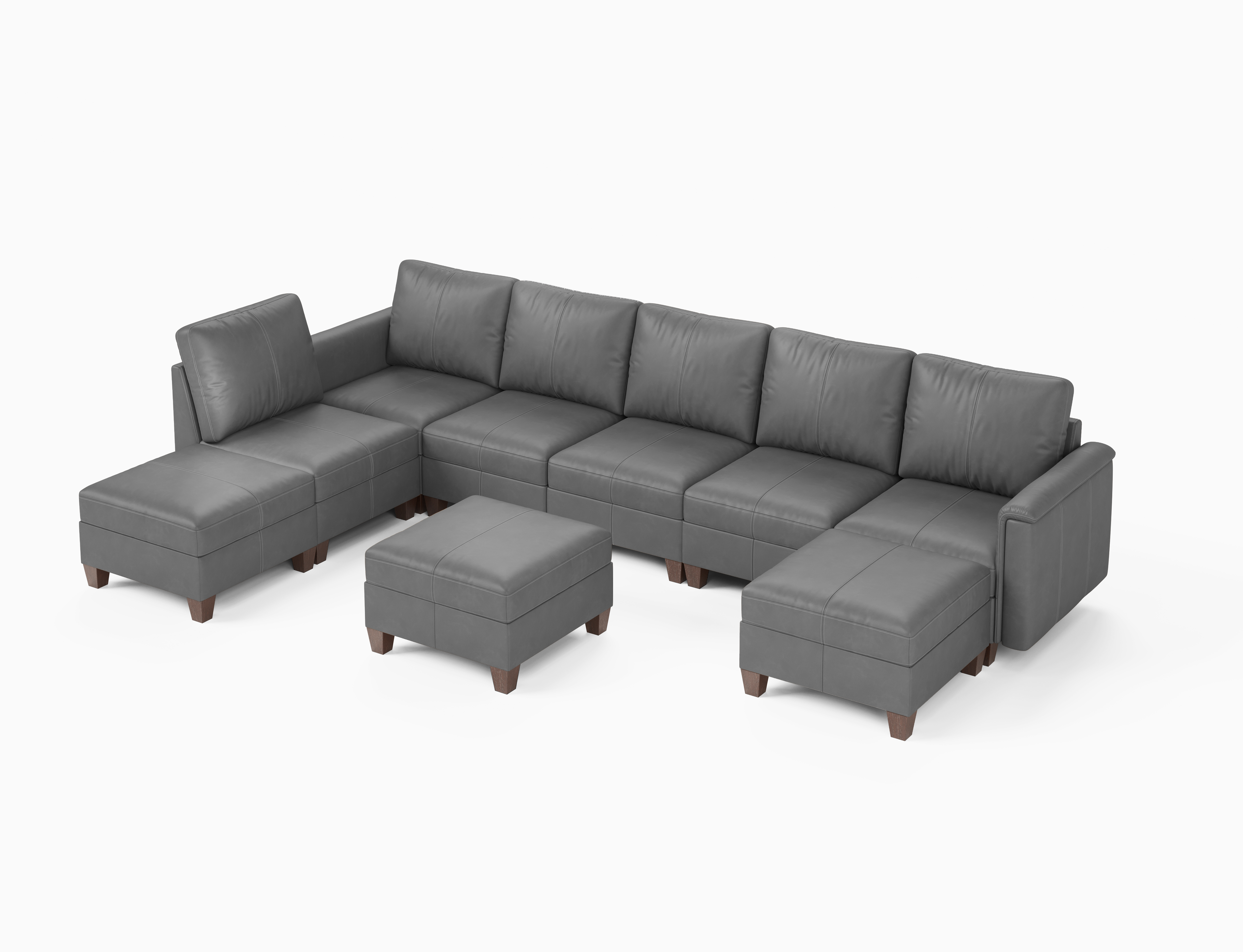 Nexus 9-Seat Faux Leather Modular Sectional