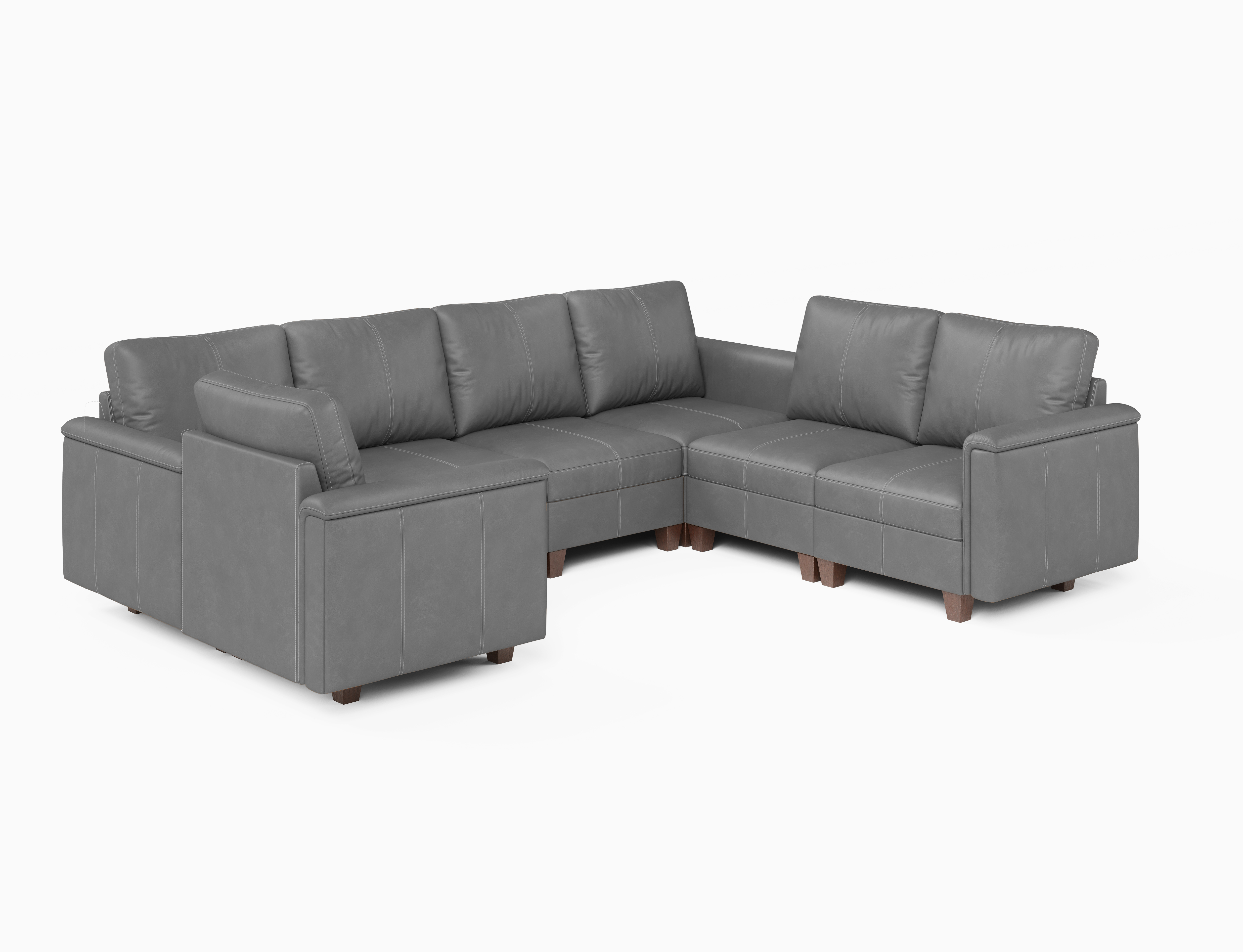 Nexus 7-Seat Faux Leather Sectional Sleeper Sofa