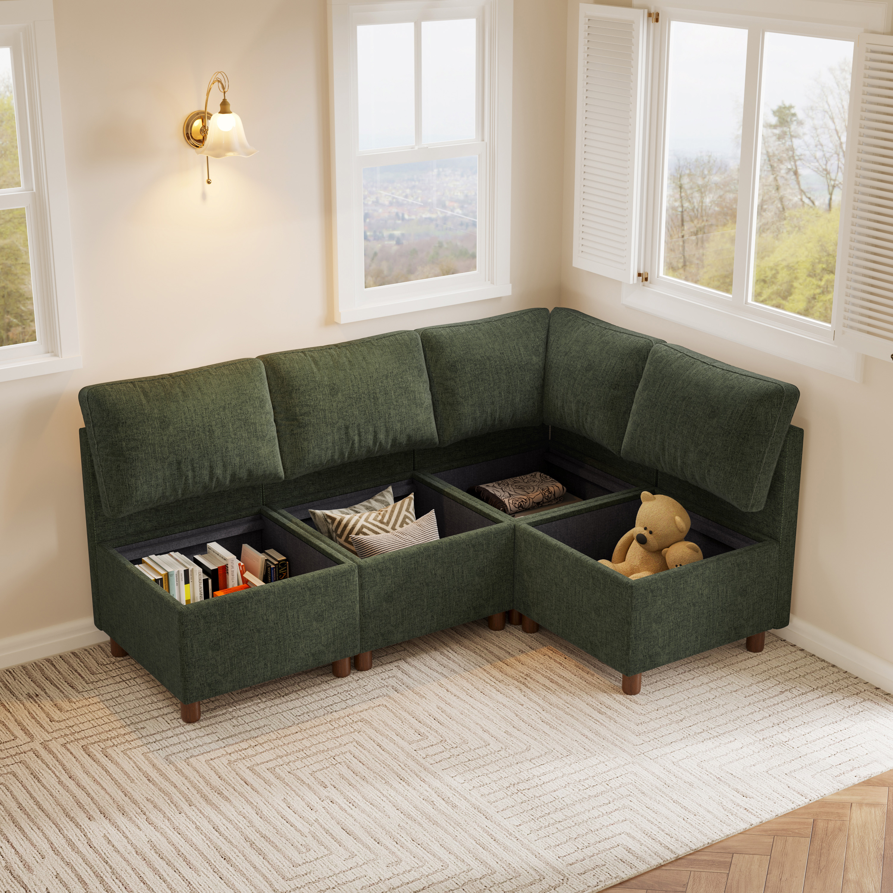 Aura L-Shaped Modular Sofa with Hidden Storage | SITJOY