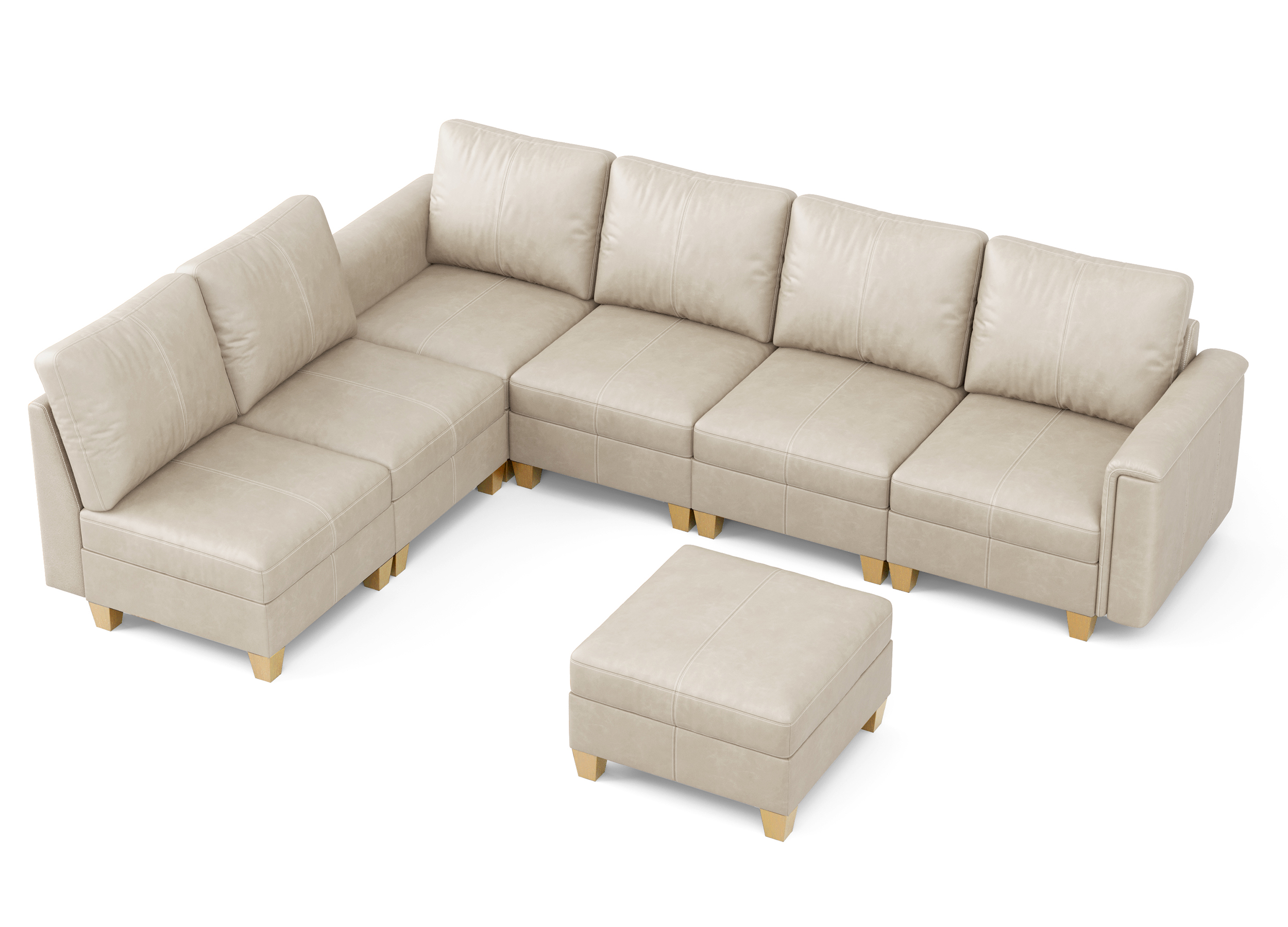 Nexus 7-Seat Faux Leather Sleeper Sofa