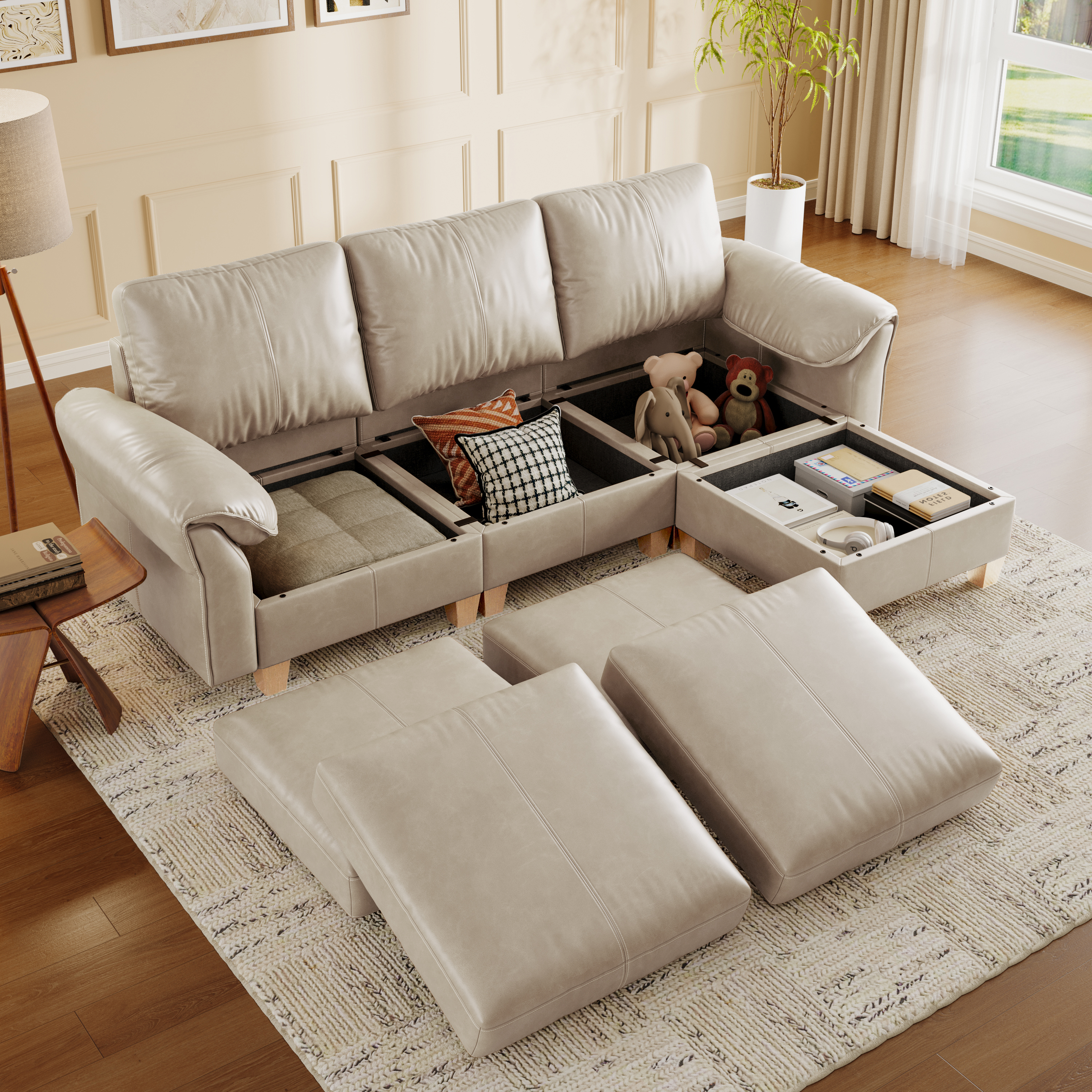 Nest Modular 4 Seats Sofa | Storage Ottoman | SITJOY