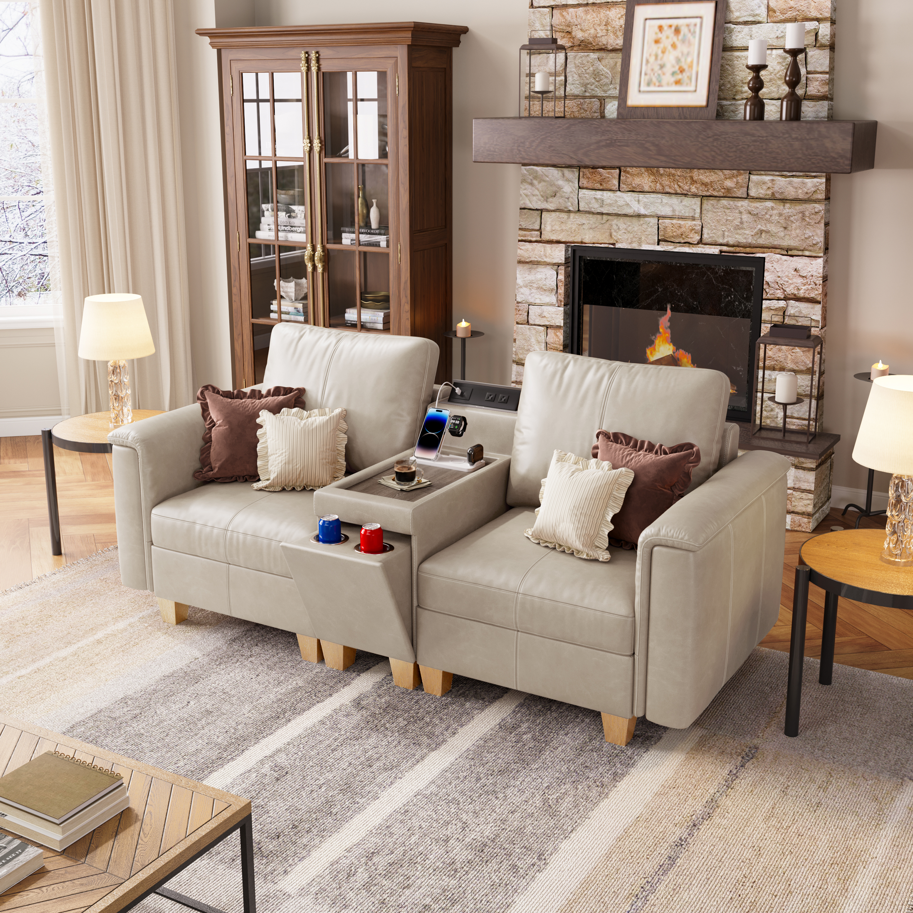 Nexus 2-Seat Faux Leather Modular Sofa