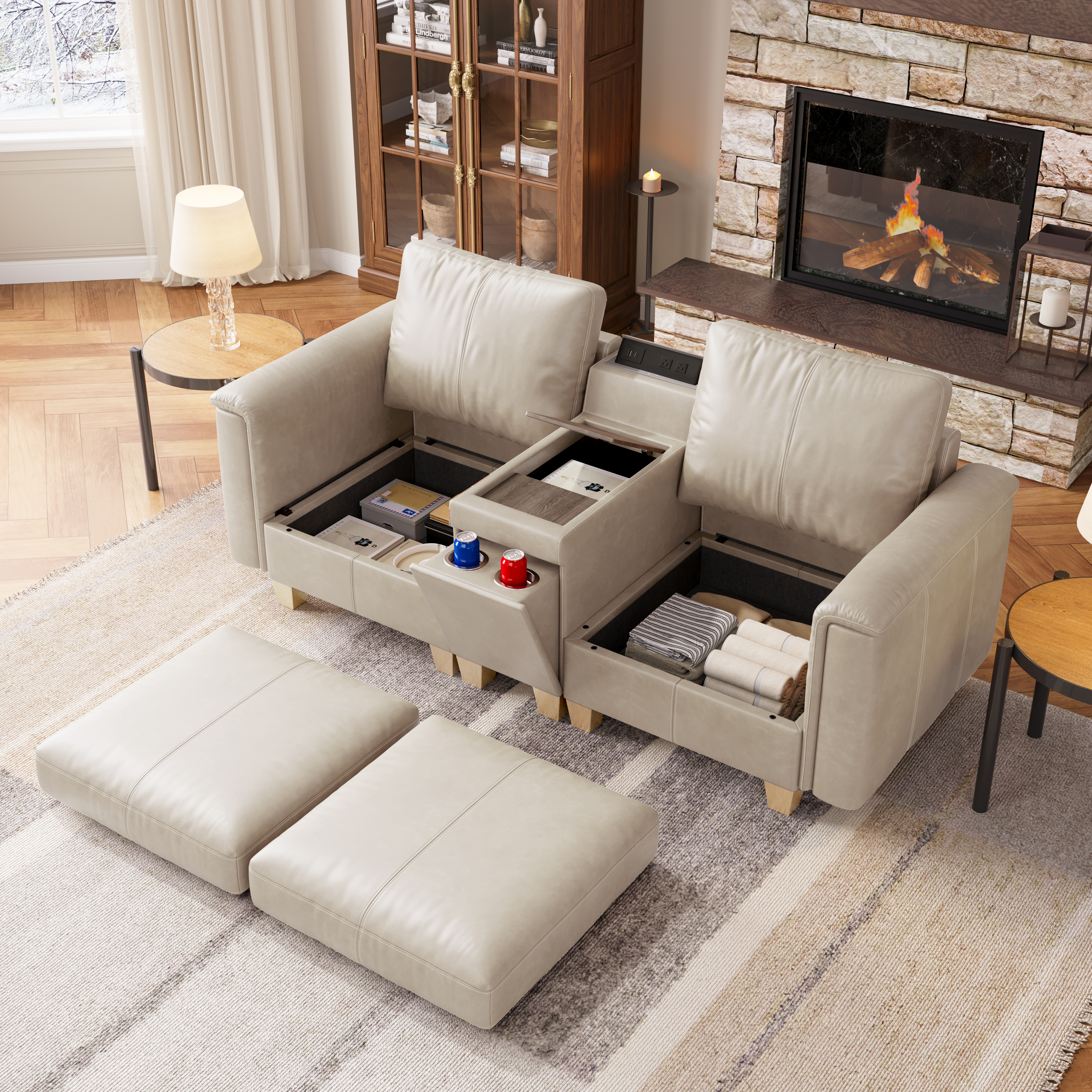 Nexus 2-Seat Faux Leather Modular Sofa