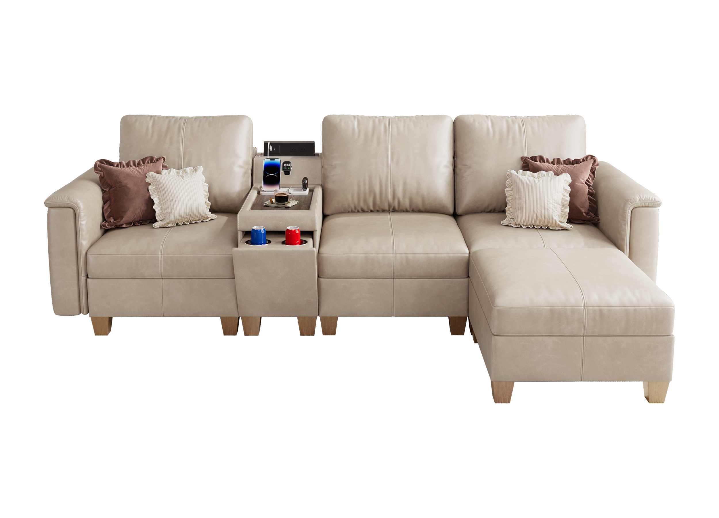 Nexus 4-Seat Faux Leather Sectional Sofa 