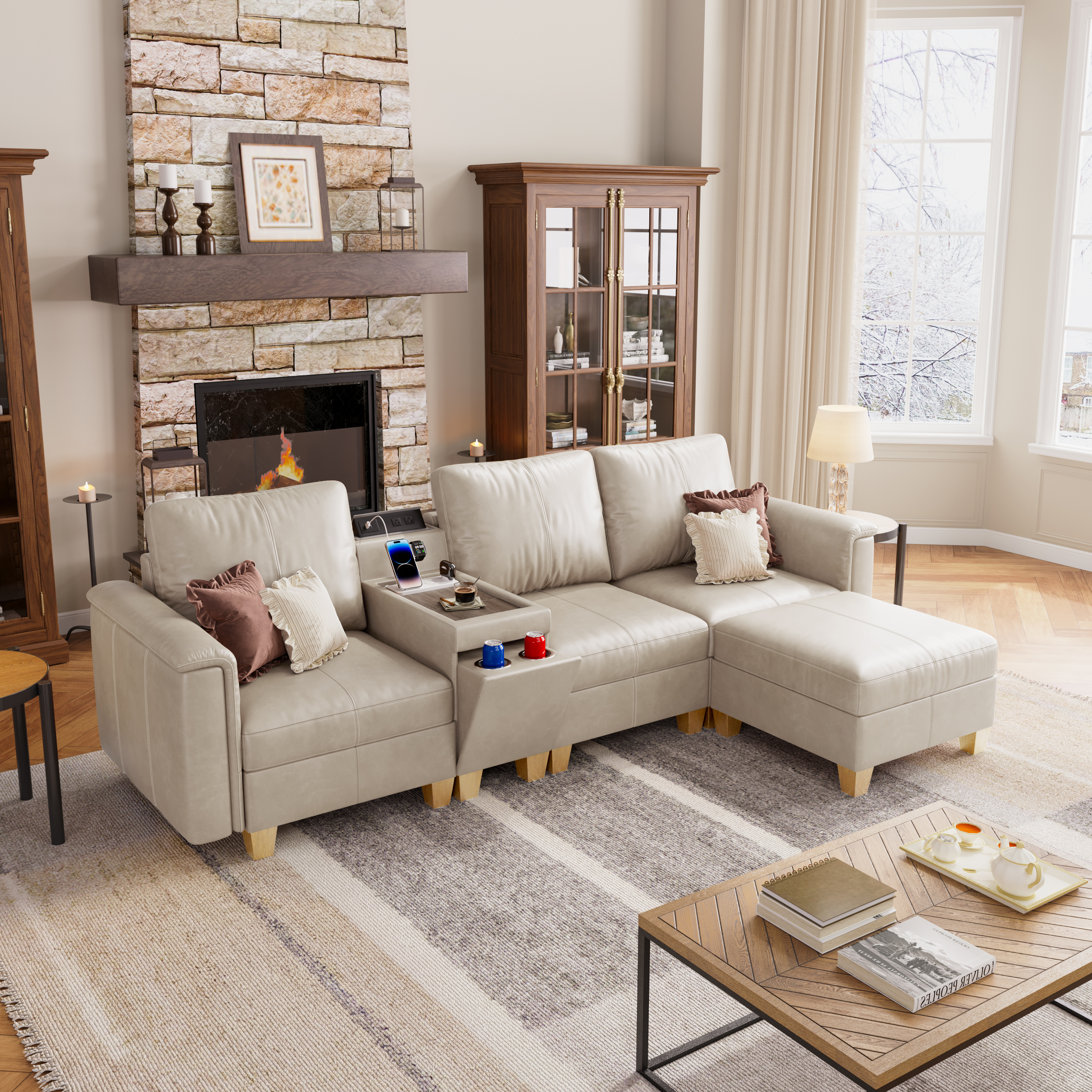 Nexus 4-Seat Faux Leather Sectional Sofa 