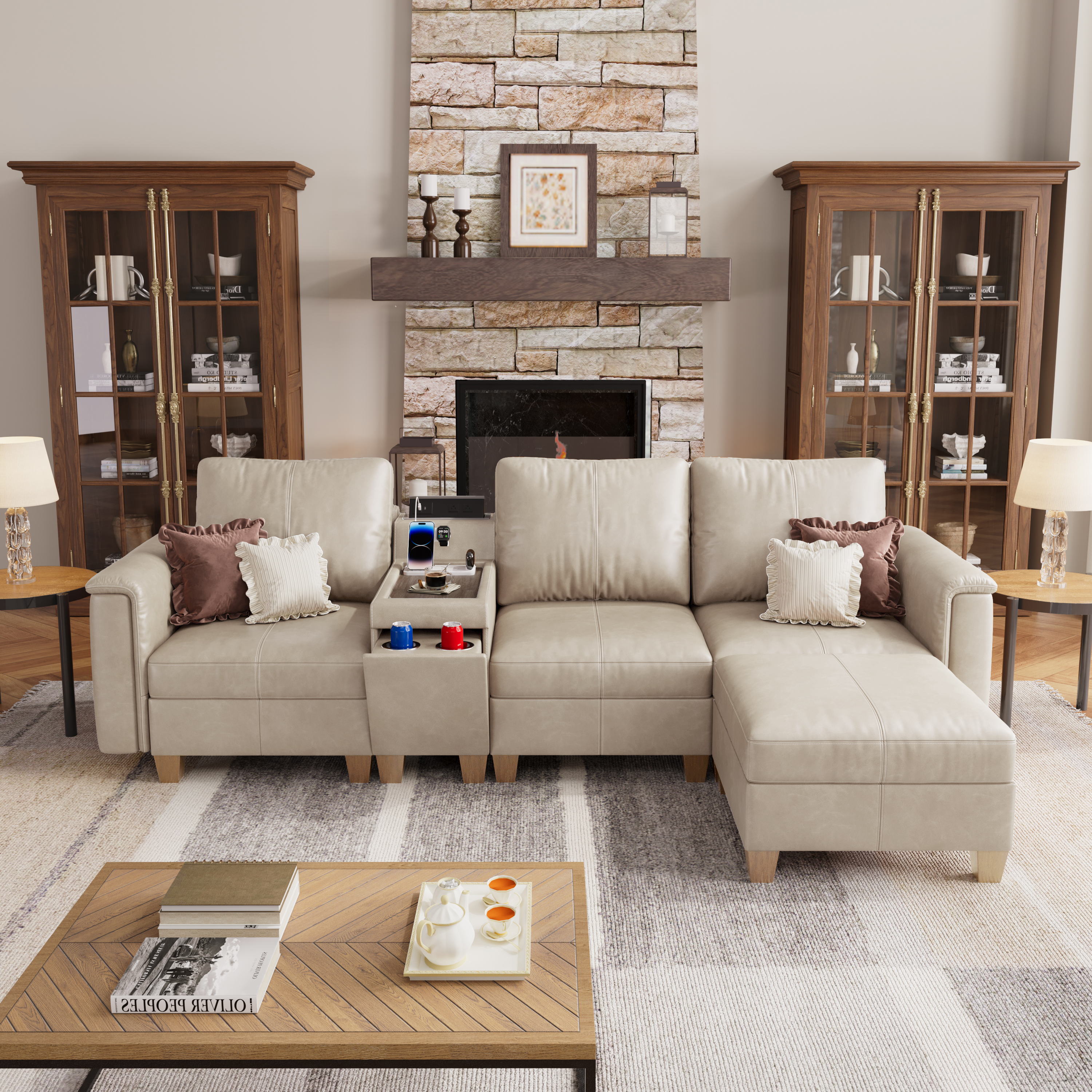 Nexus 4-Seat Faux Leather Sectional Sofa 
