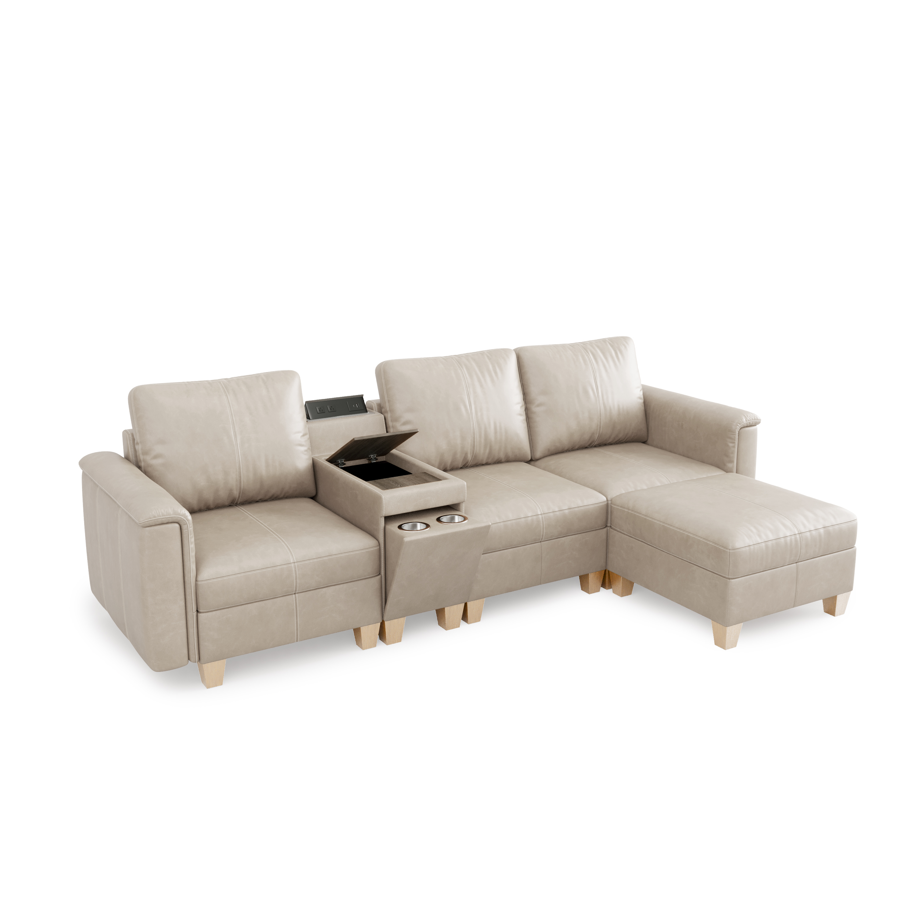 Nexus 4-Seat Faux Leather Sectional Sofa 
