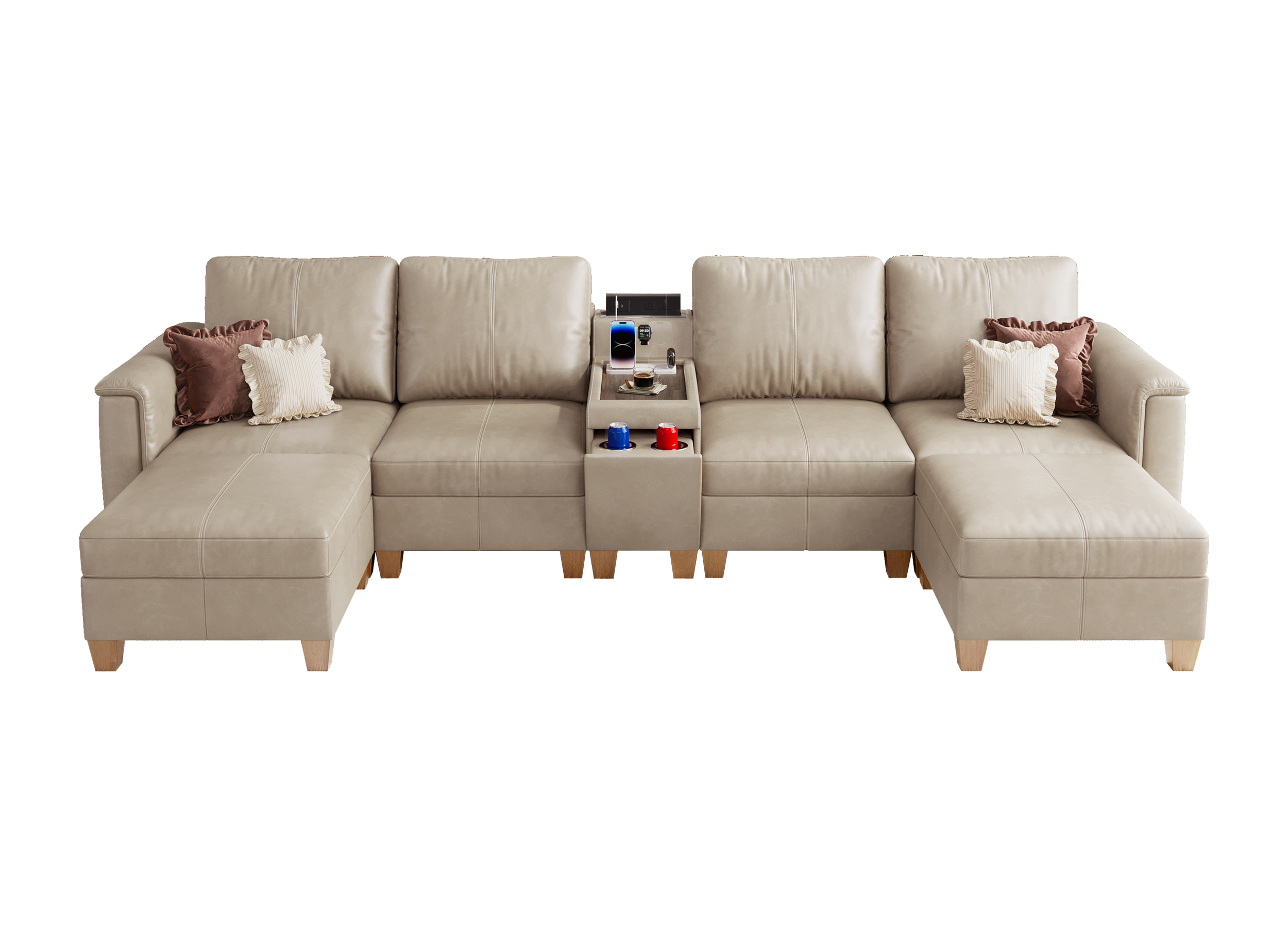 Nexus 6-Seat Faux Leather Modular Sofa