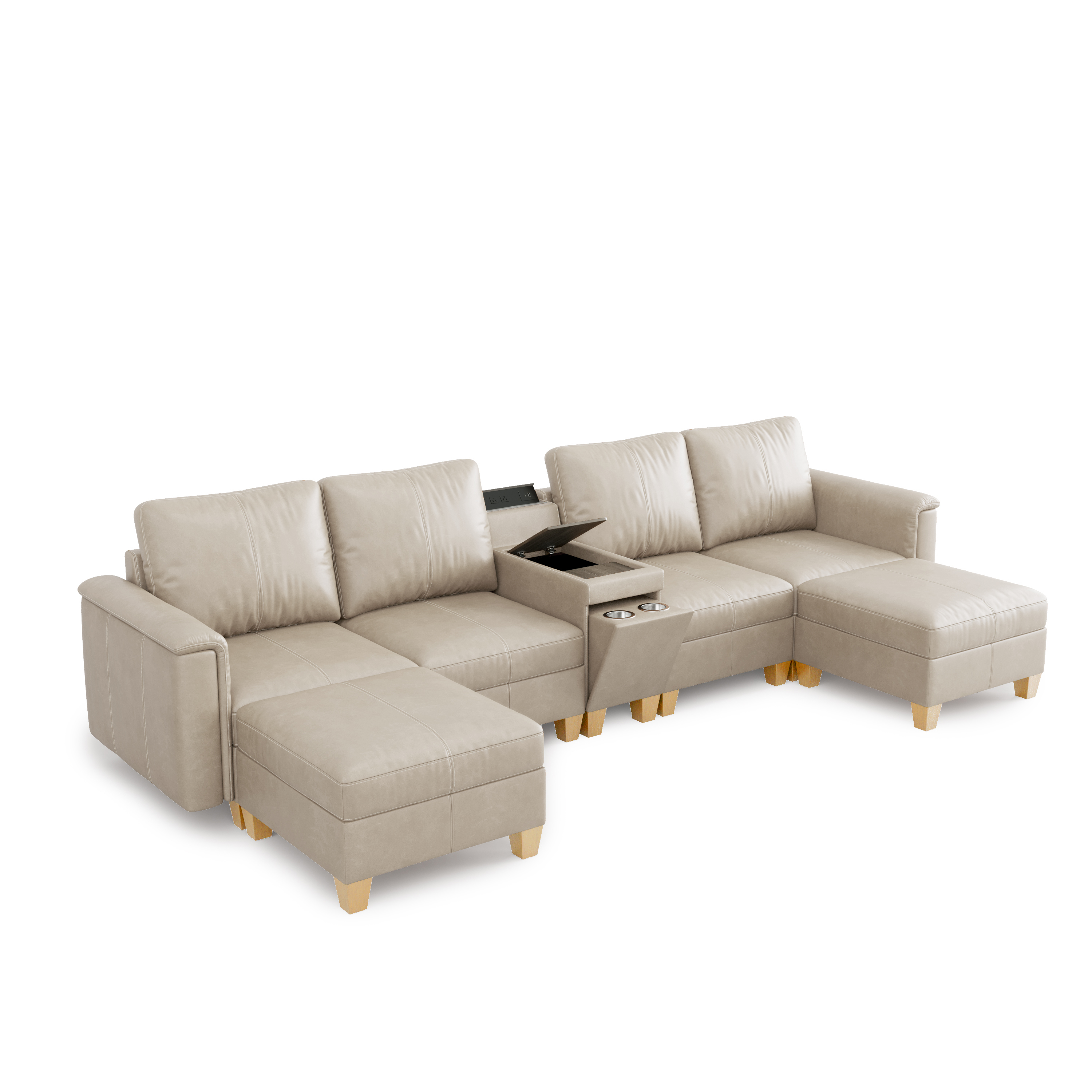 Nexus 6-Seat Faux Leather Modular Sofa