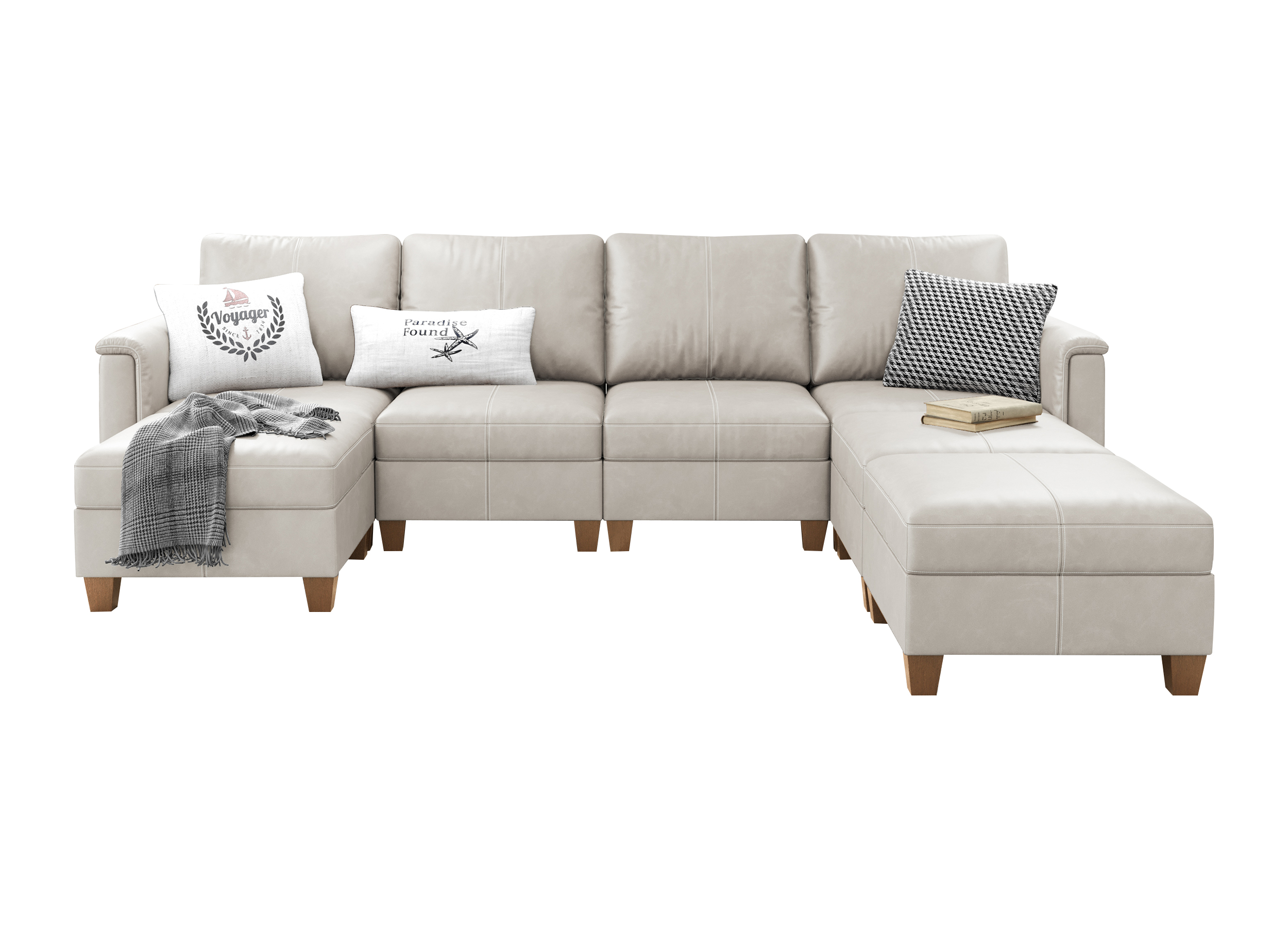 Nexus 7-Seat Faux Leather Modular Sofa