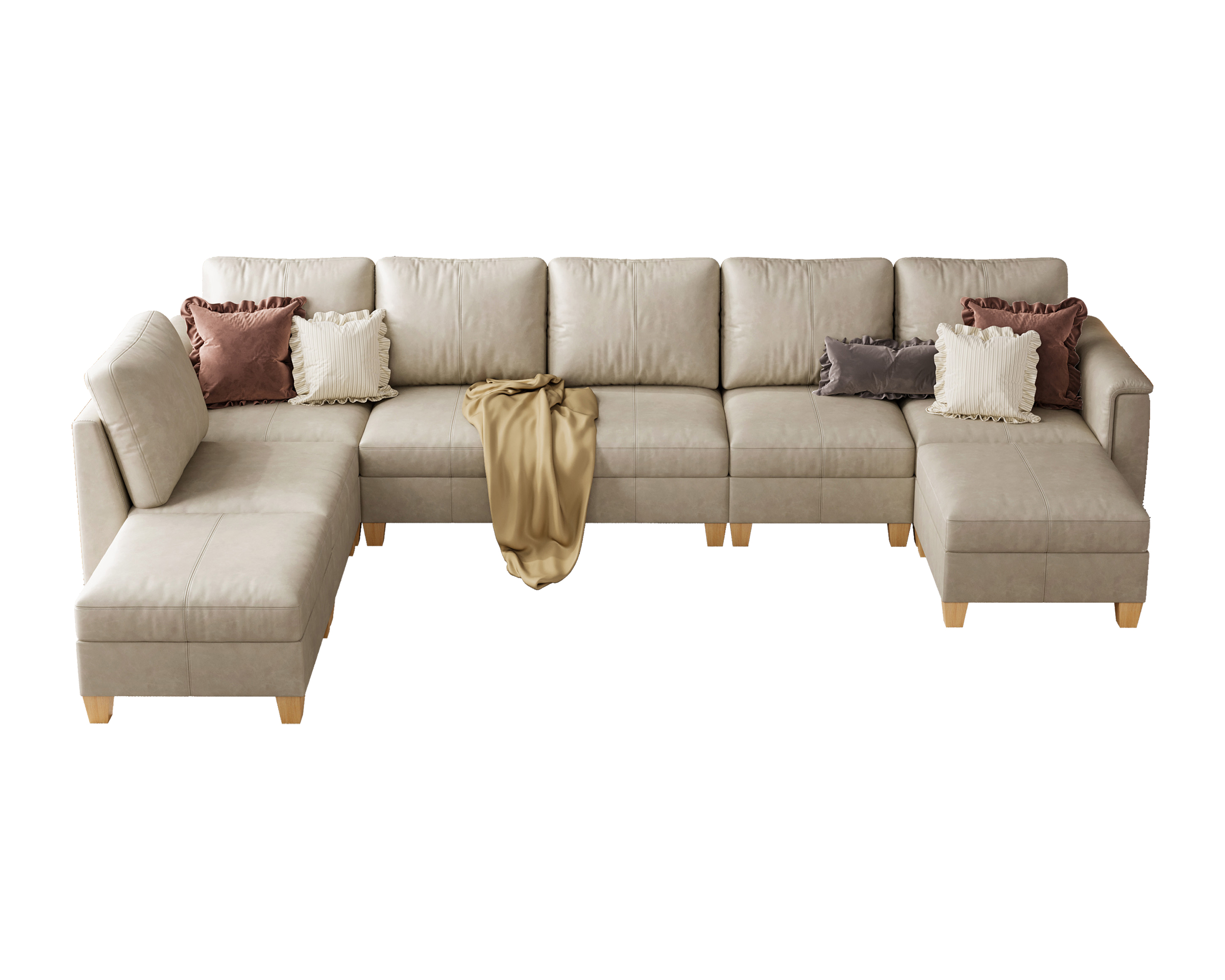 Nexus 8-Seat Faux Leather Modular Sofa Bed