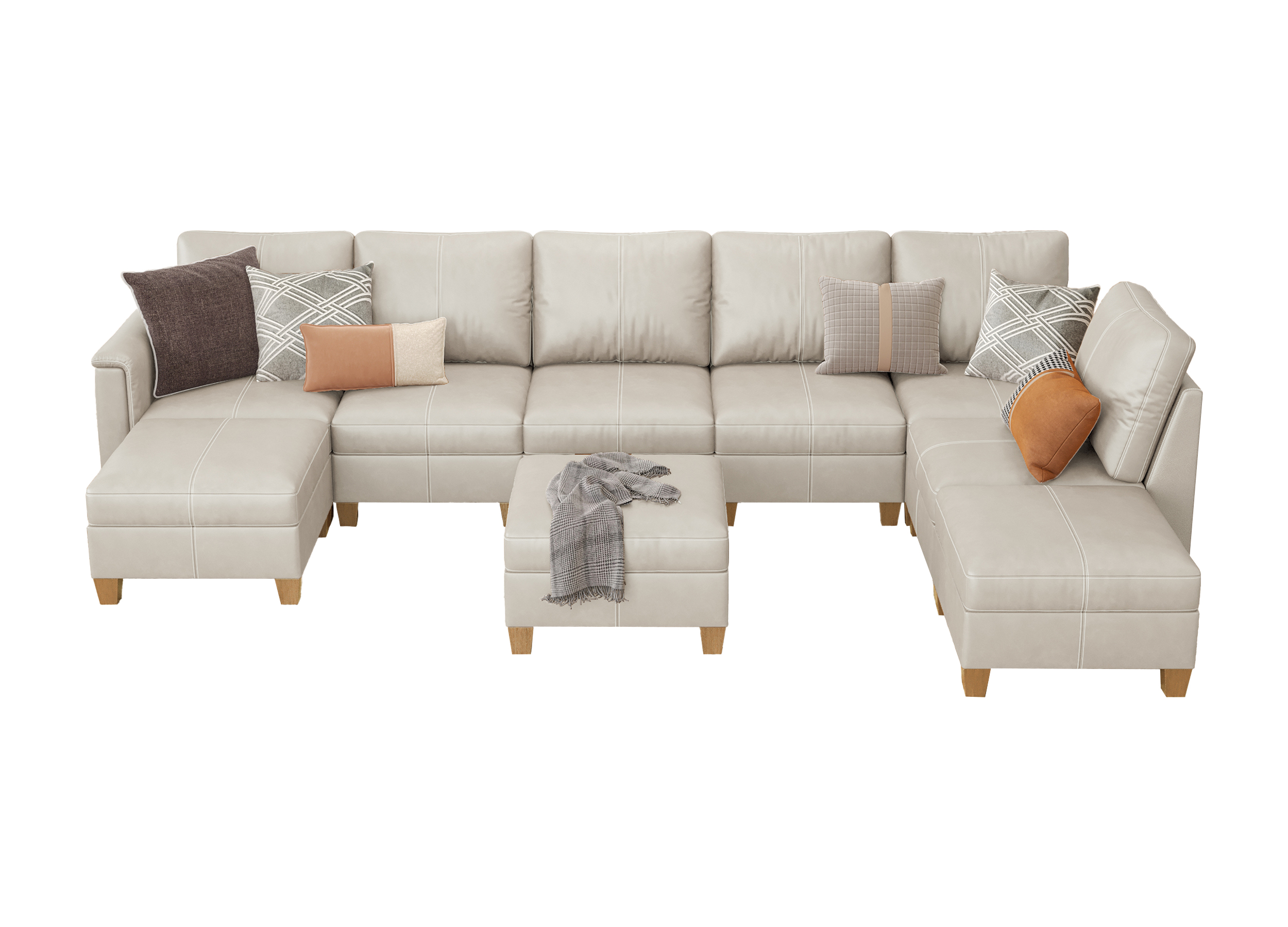 Nexus 9-Seat Faux Leather Modular Sectional