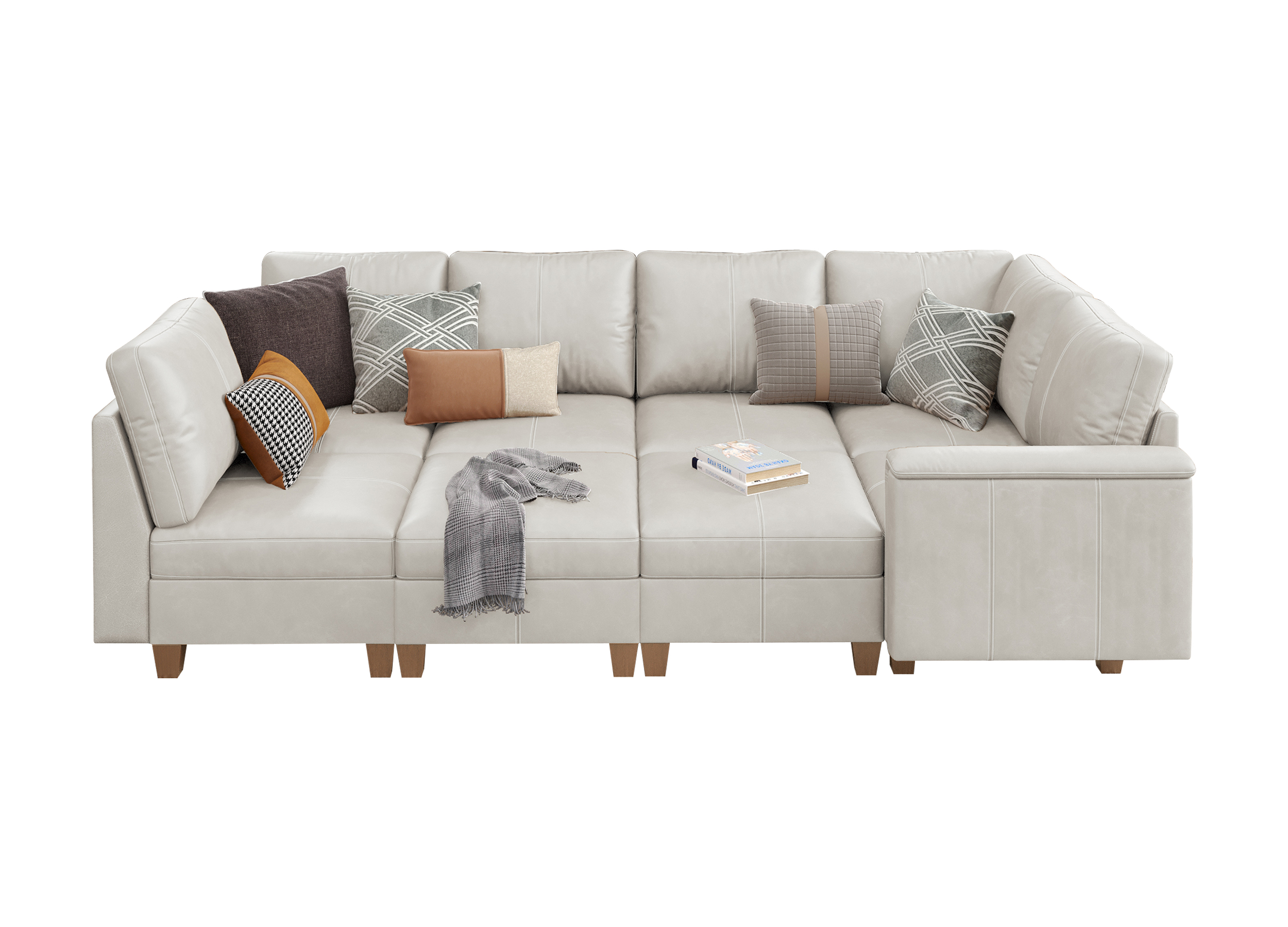 Nexus 8-Seat Faux Leather Modular Sofa