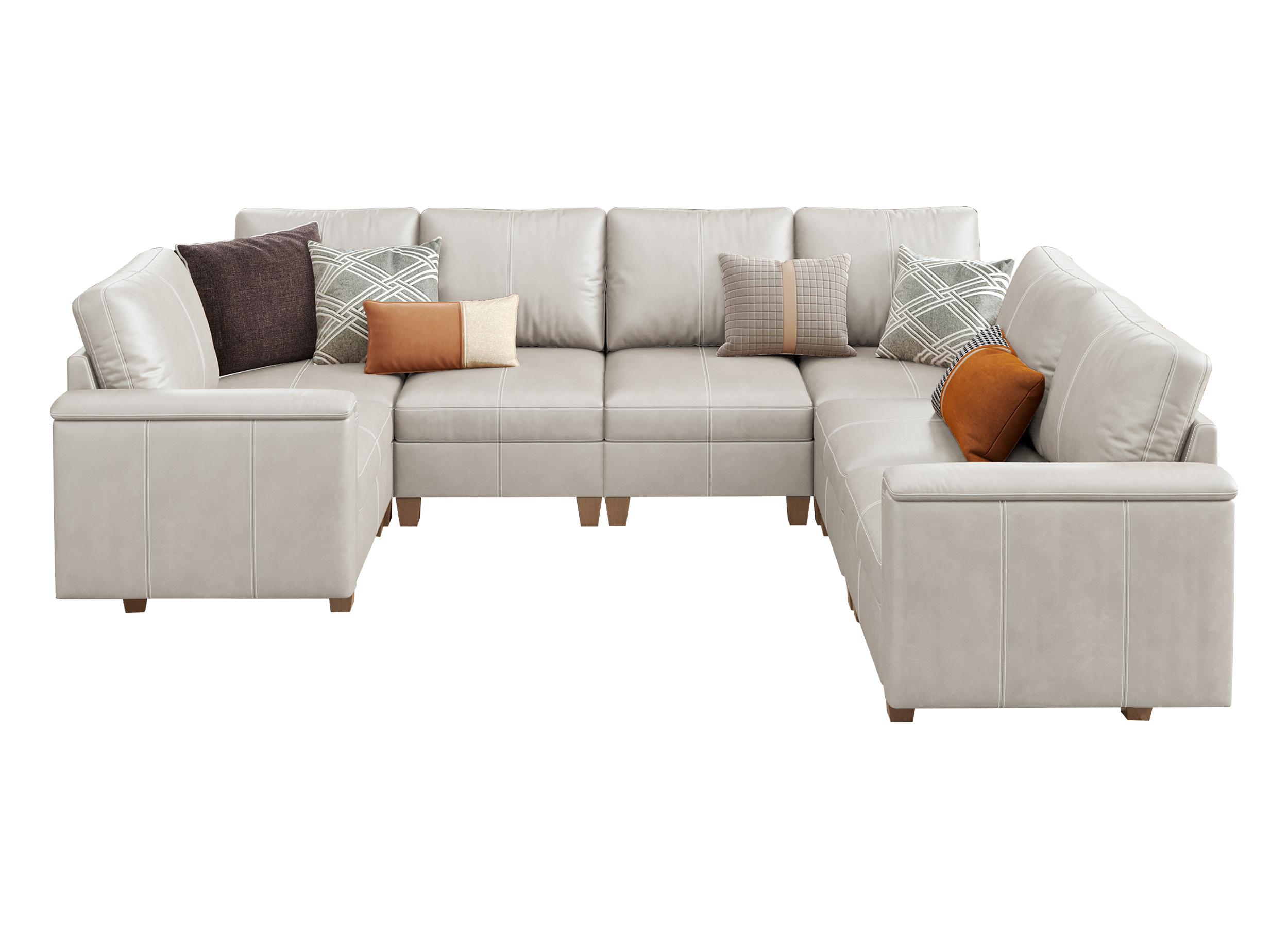 Nexus 7-Seat Faux Leather Sectional Sleeper Sofa