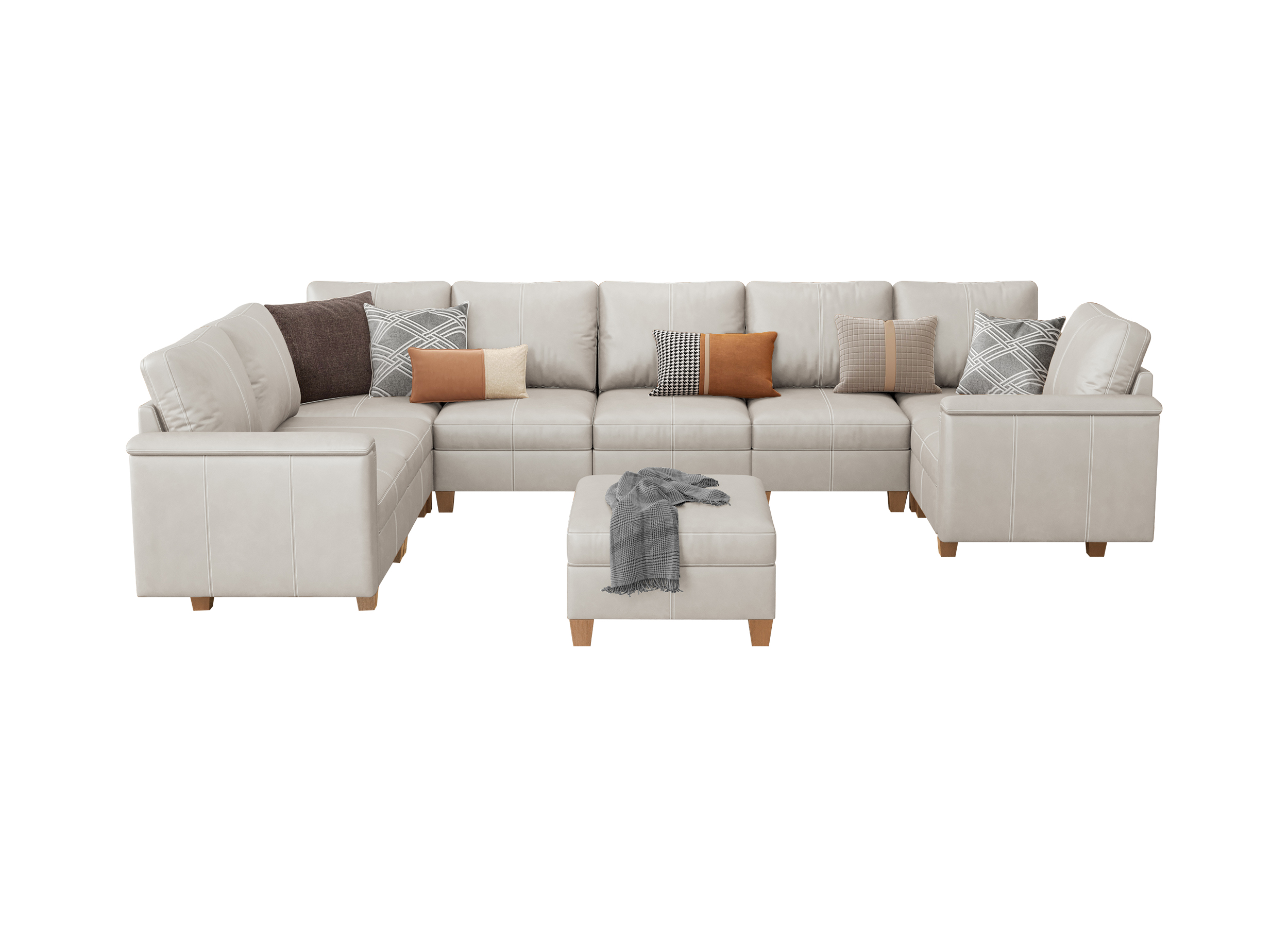 Nexus 9-Seat Faux Leather Modular Sofa Bed