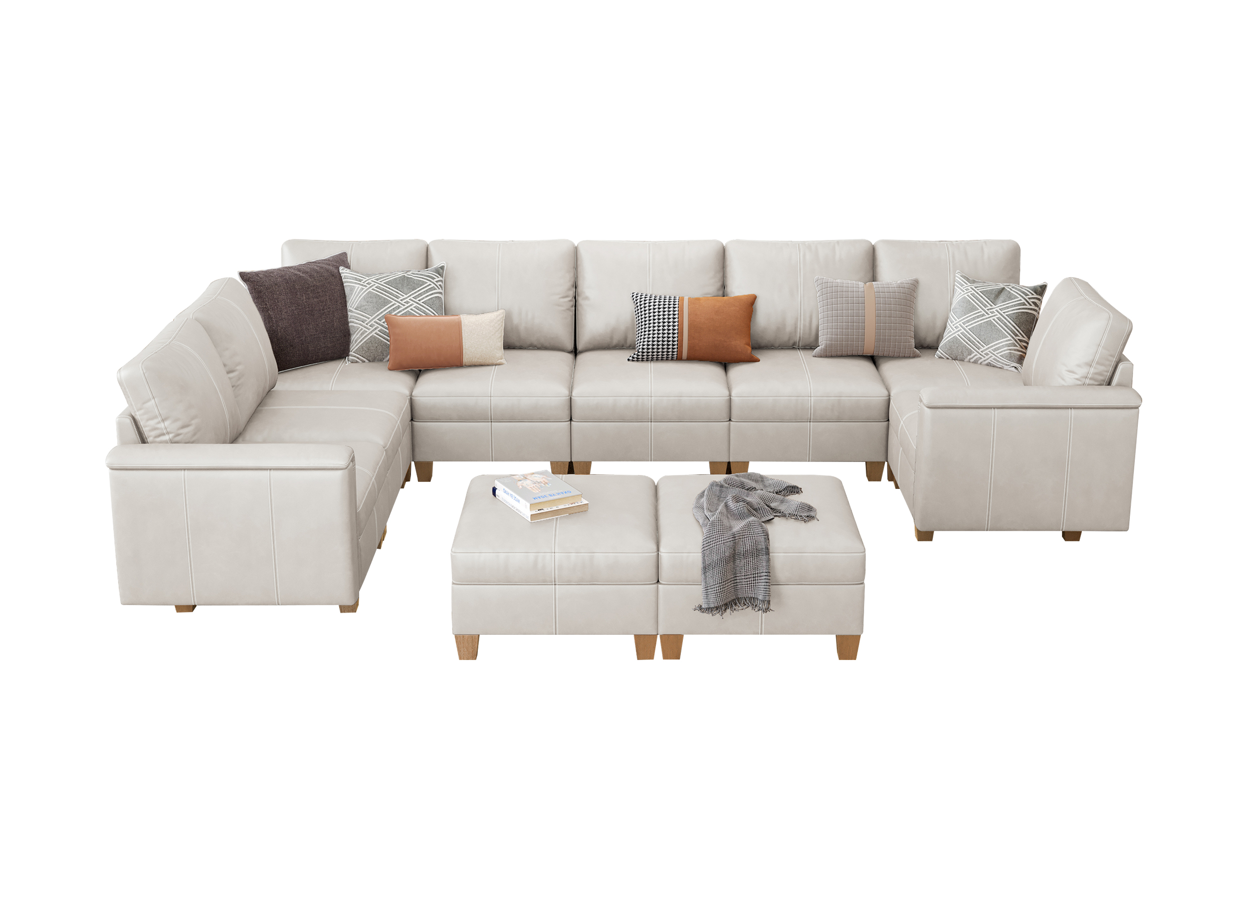 Nexus 10-Seat Faux Leather Modular Sofa