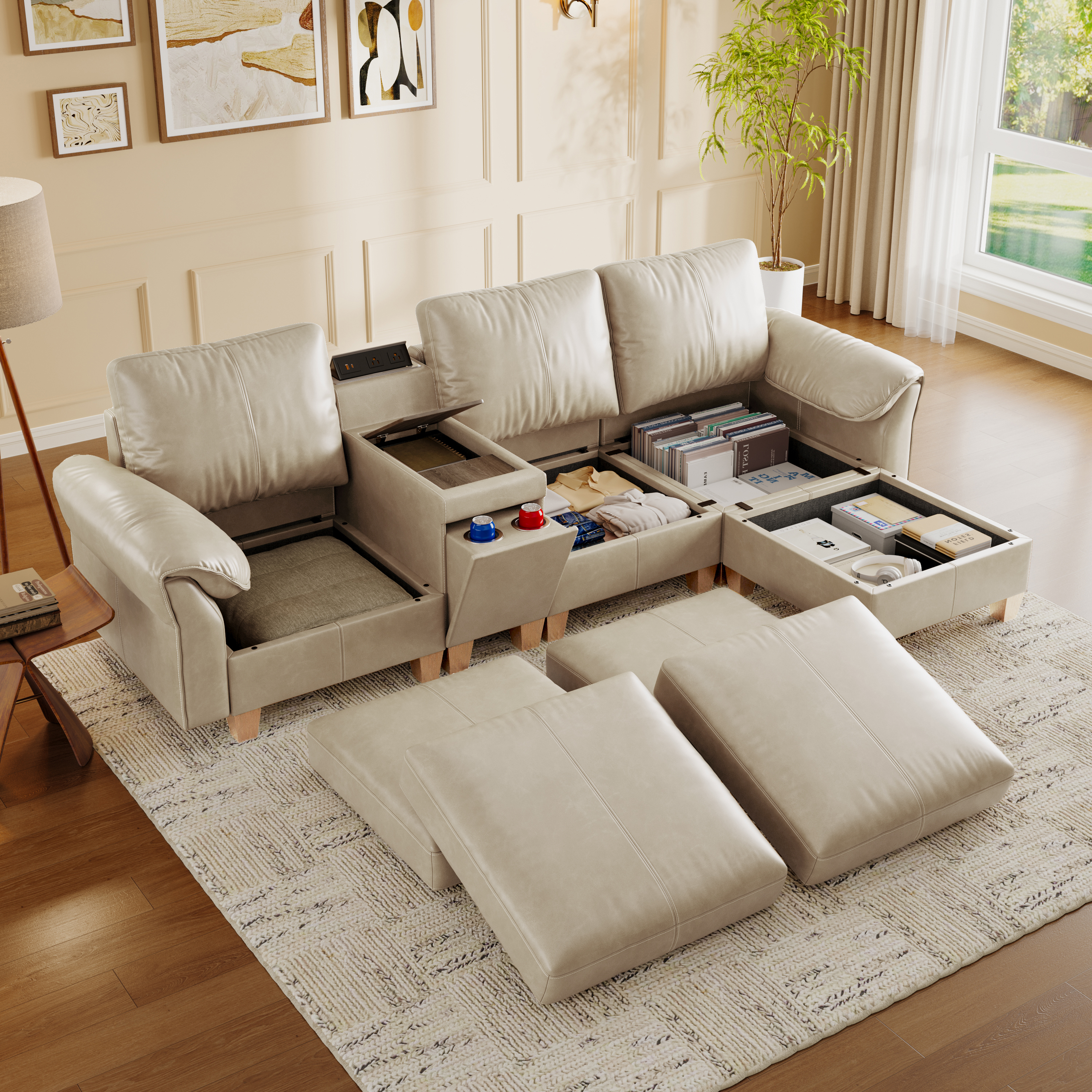 Nest Modular 4 Seats Sofa | with Chaise Longue | SITJOY