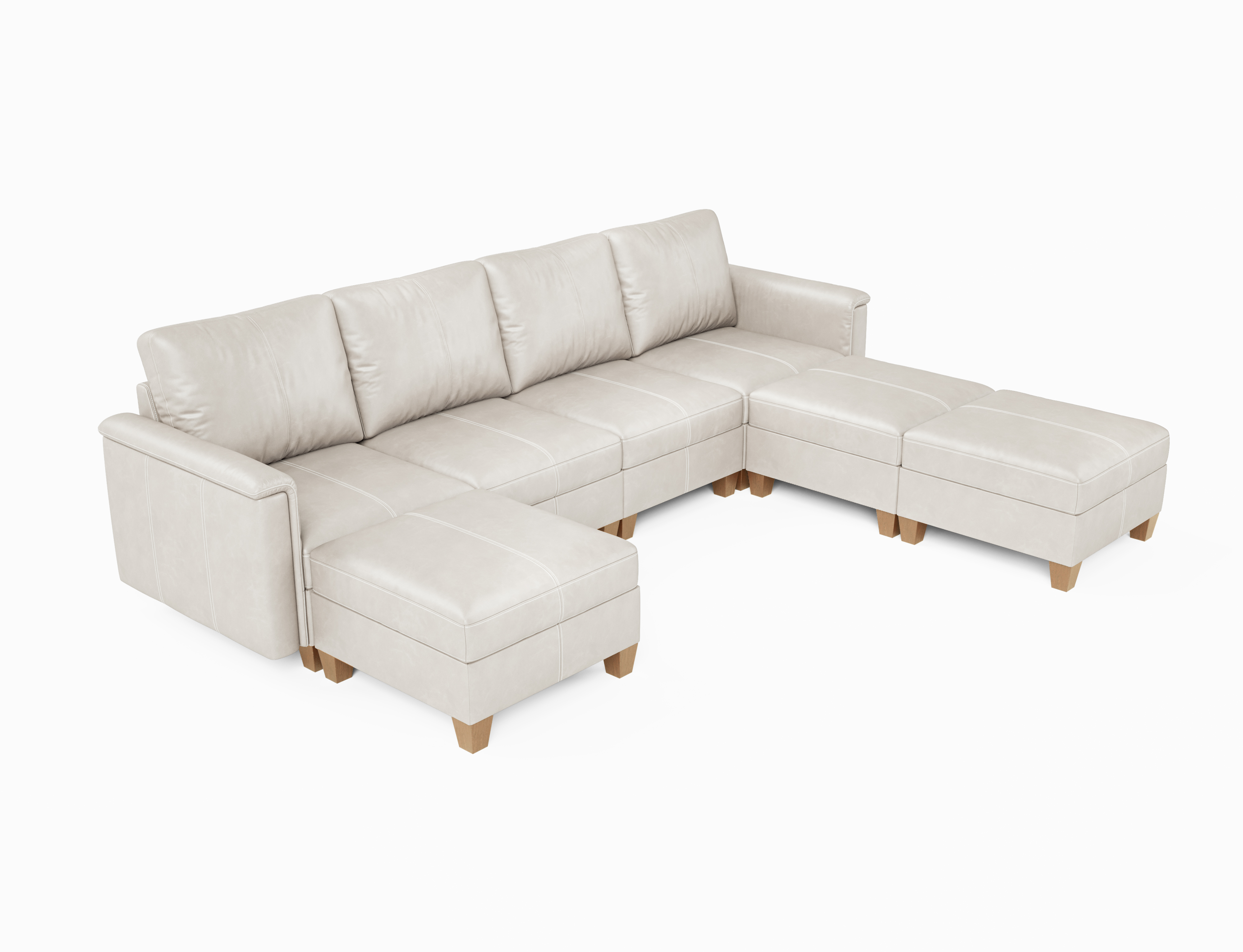 Nexus 7-Seat Faux Leather Modular Sofa