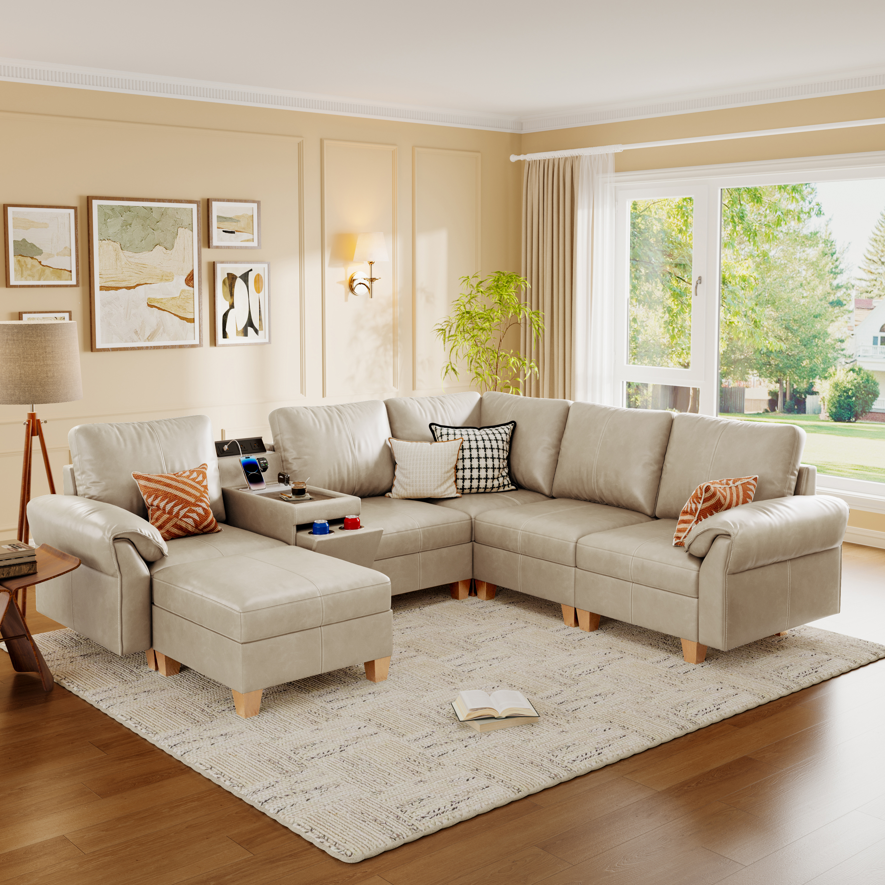 Nest Modular 6 Seats Sofa | Storage Console & Ottoman | SITJOY