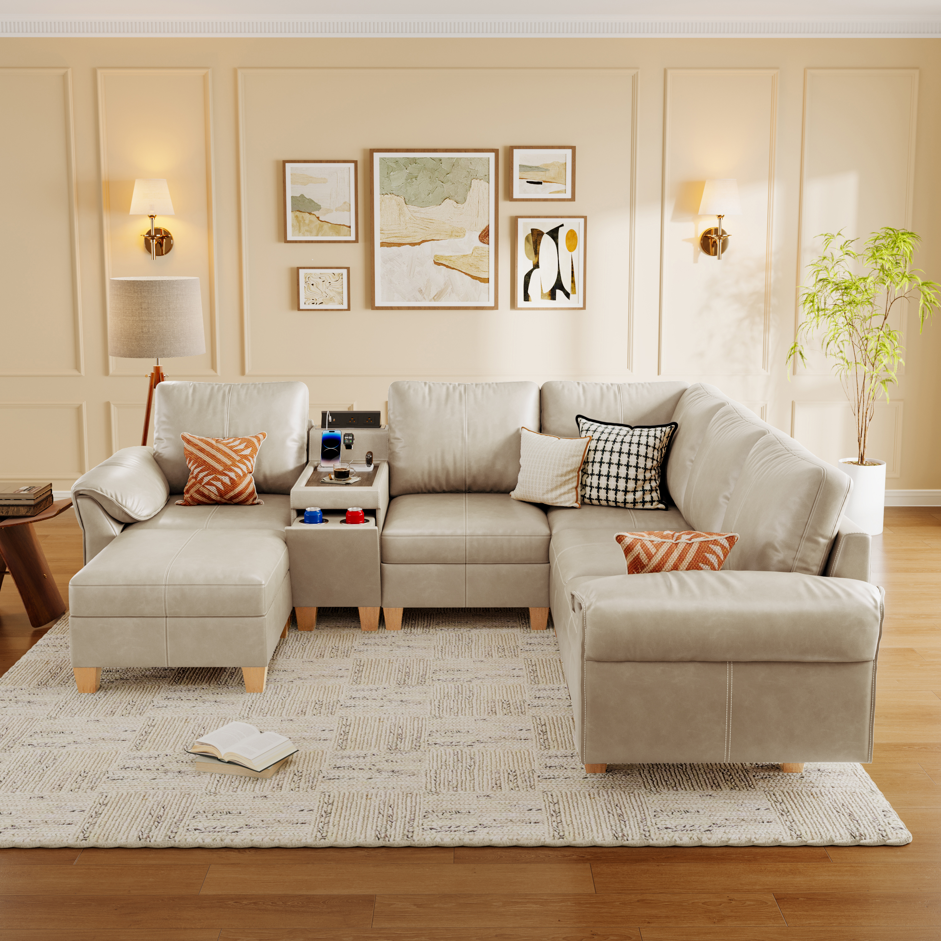 Nest Modular 6 Seats Sofa | Storage Console & Ottoman | SITJOY