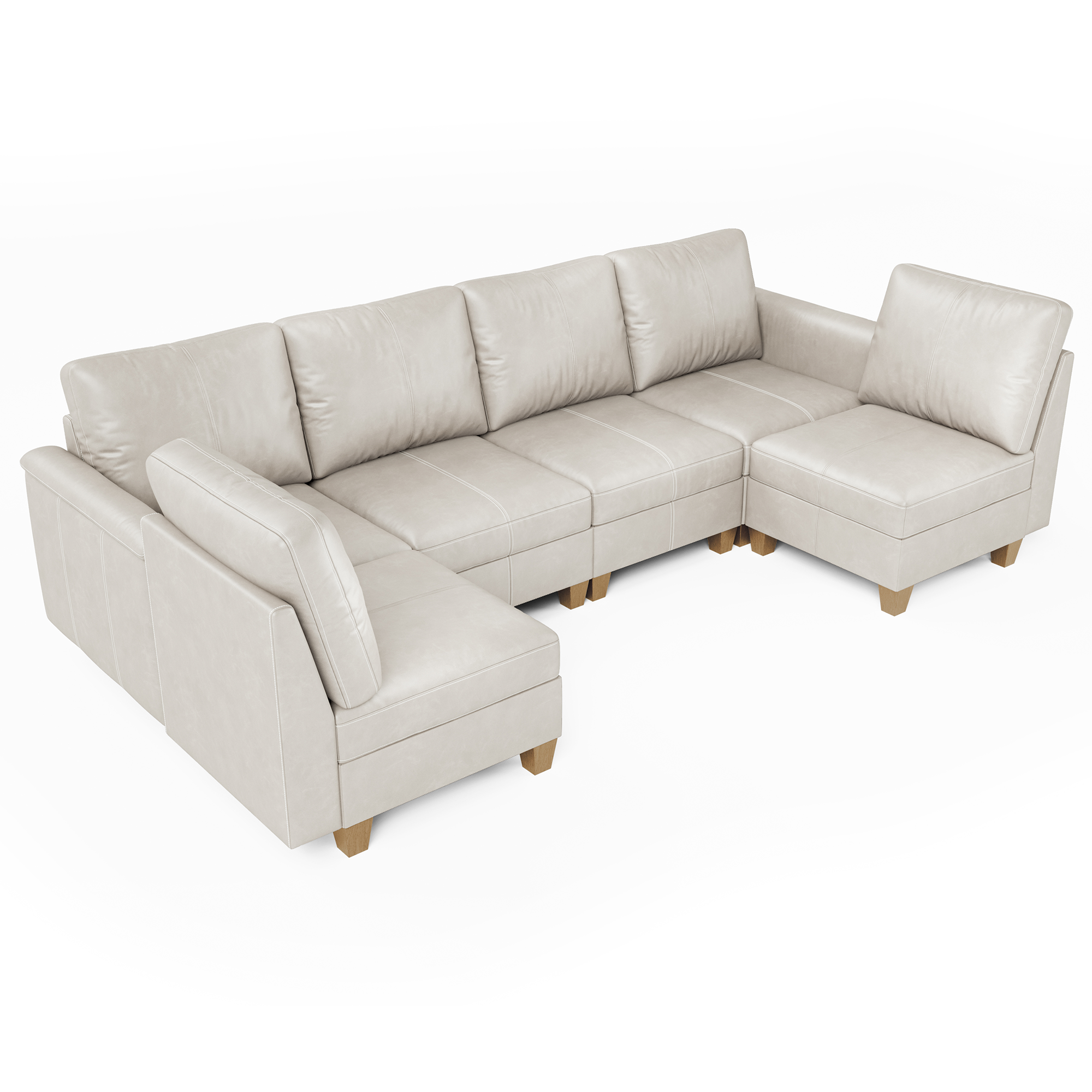 Nexus 6-Seat Faux Leather L-Shaped Modular Sofa
