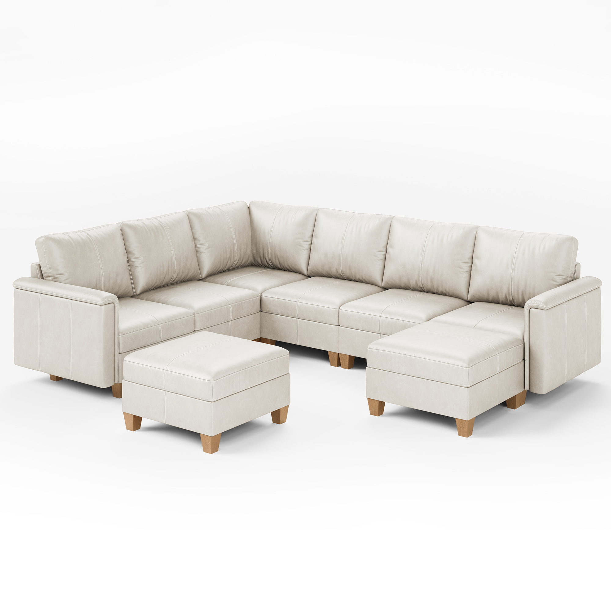 Nexus 8-Seat Faux Leather Modular Sofa