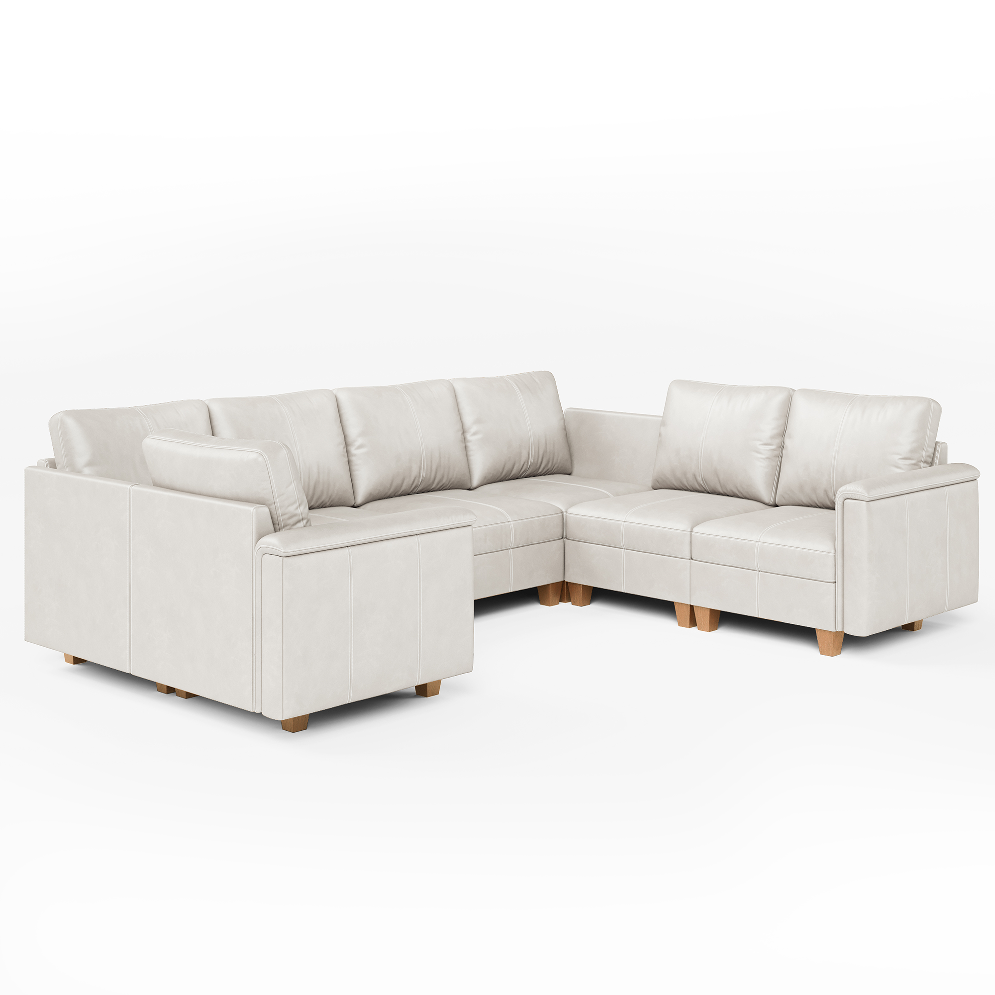 Nexus 7-Seat Faux Leather Sectional Sleeper Sofa