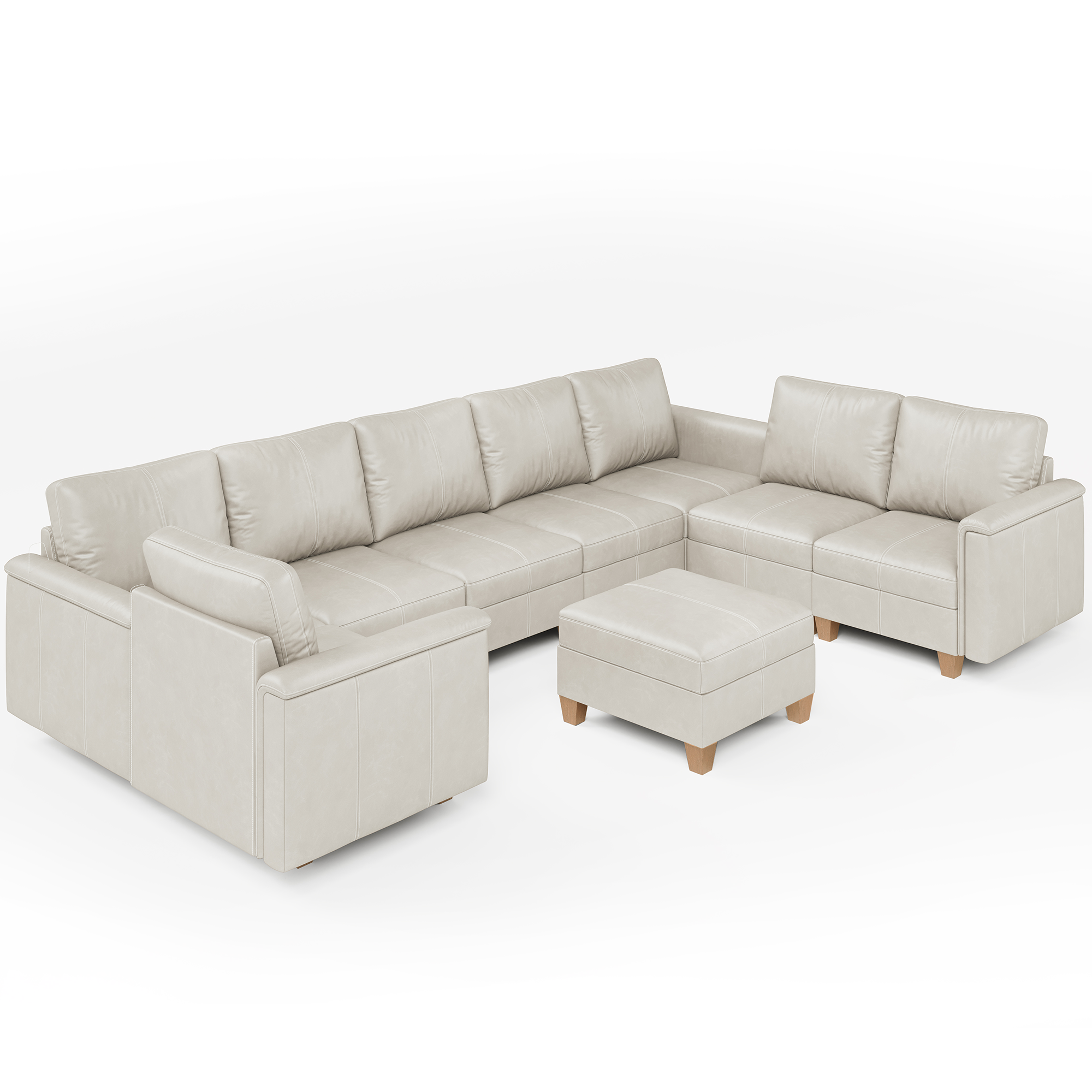 Nexus 9-Seat Faux Leather Modular Sofa Bed