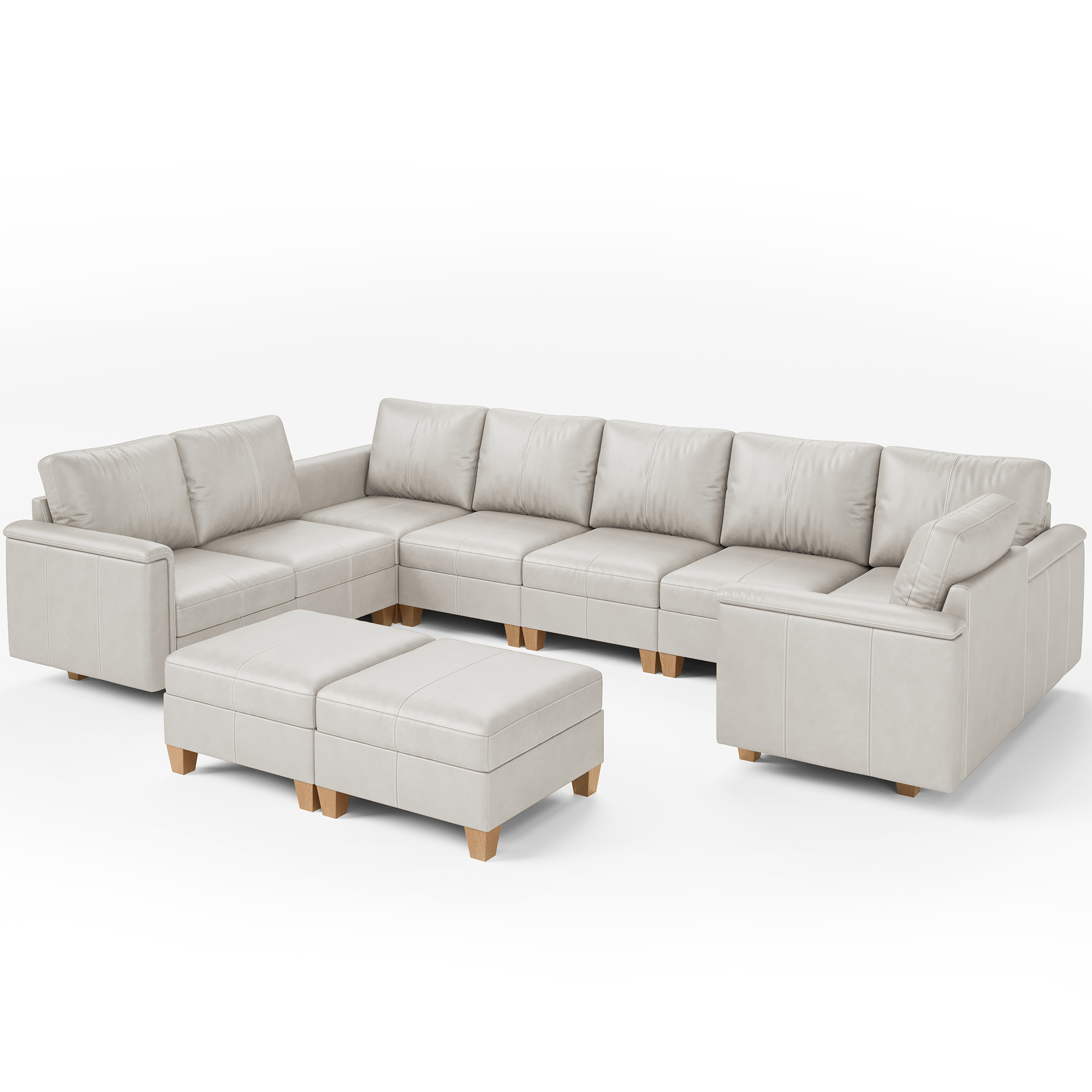 Nexus 10-Seat Faux Leather Modular Sofa