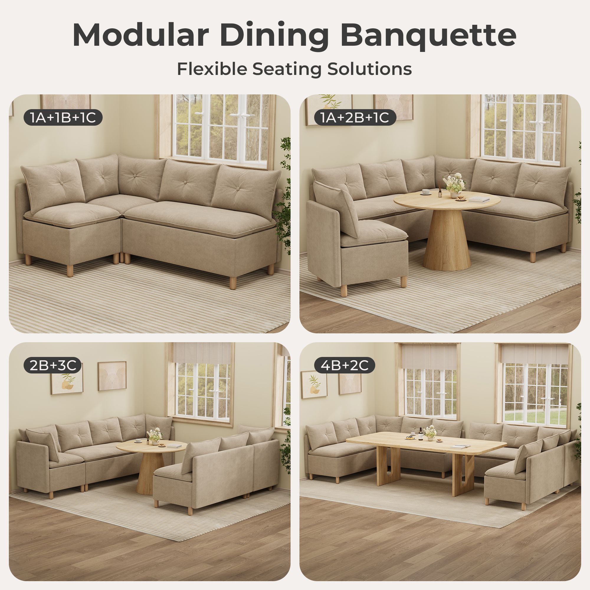 10-Seat U-shaped Breakfast Nook with Hidden Storage