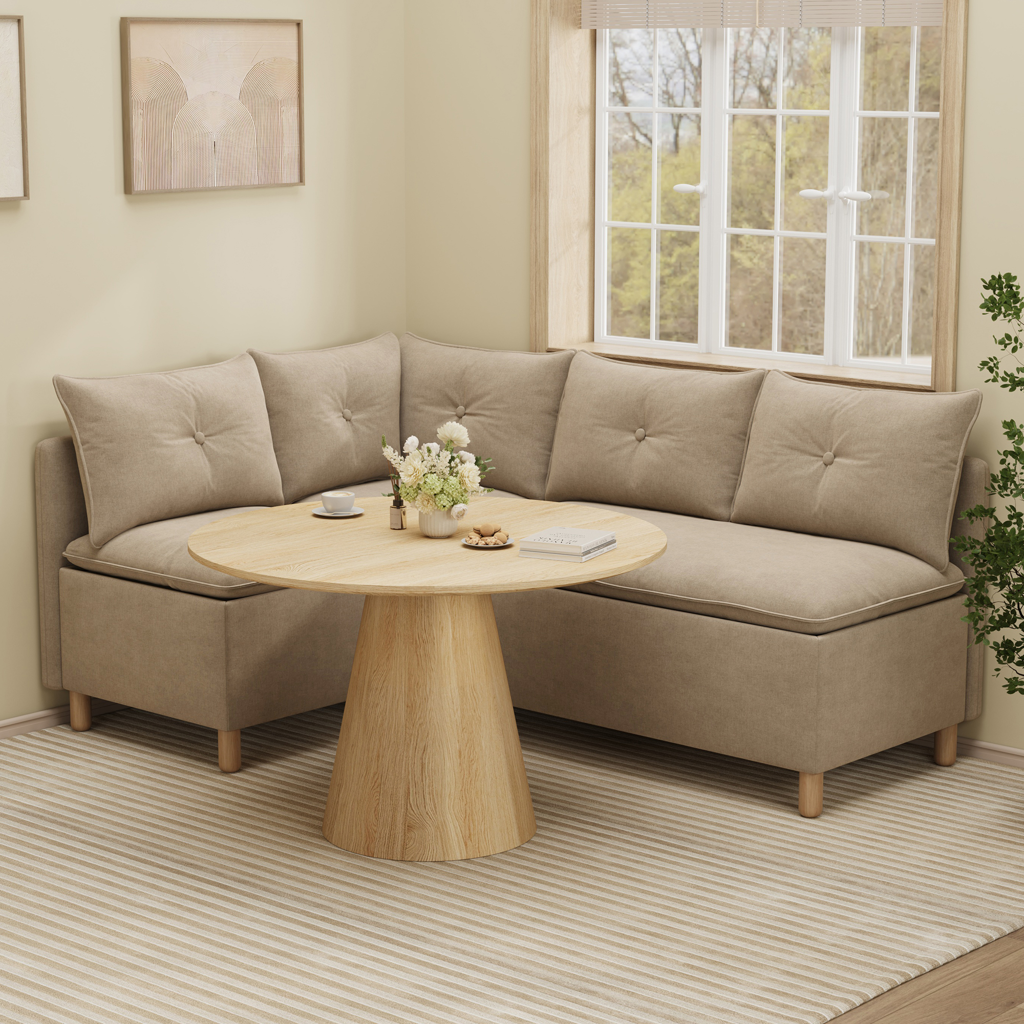 4-Seat L-shaped Dining Nook with Hidden Storage