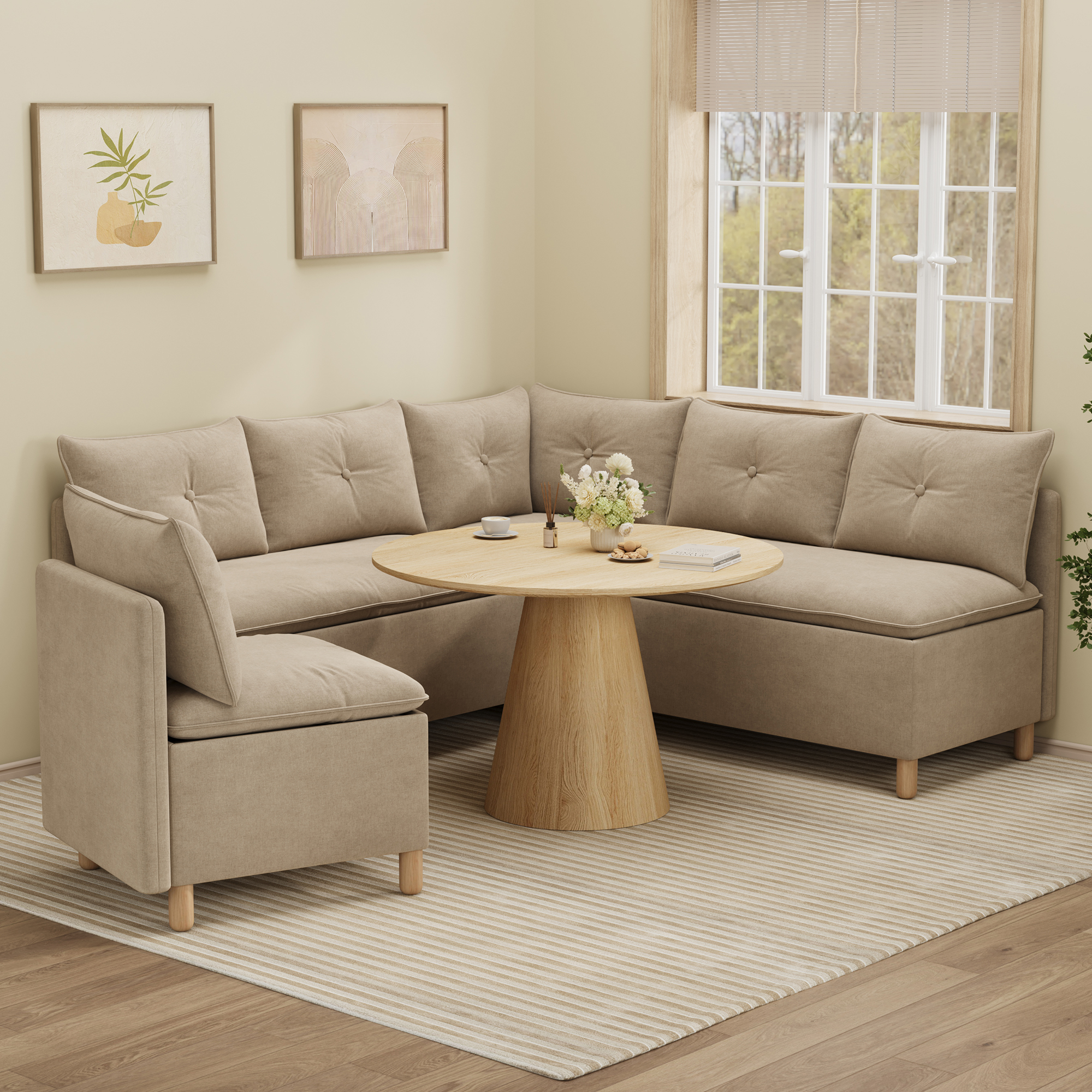 6-Seat L-shaped Corner Sectional Sofa